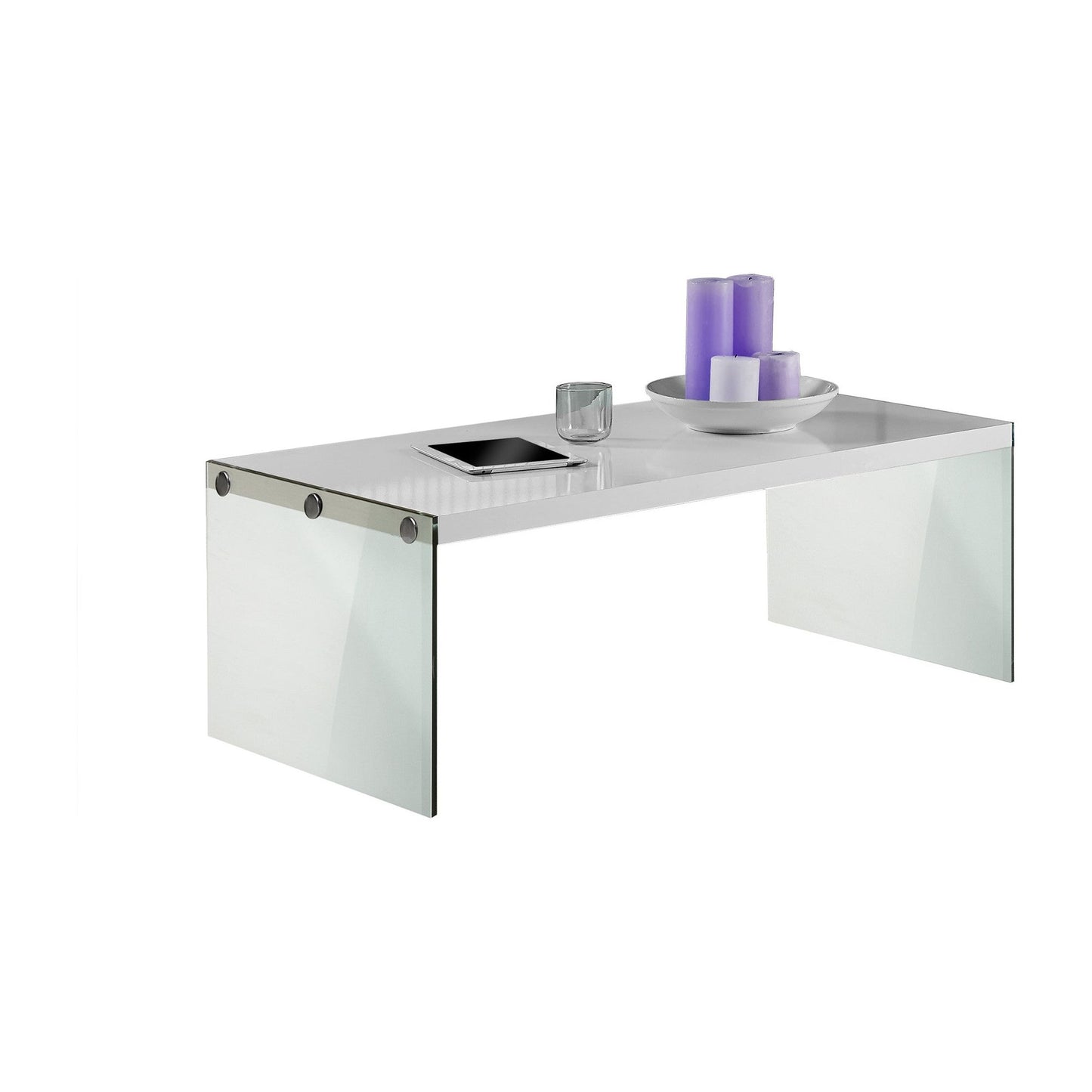 Coffee Table - Glossy White With Tempered Glass