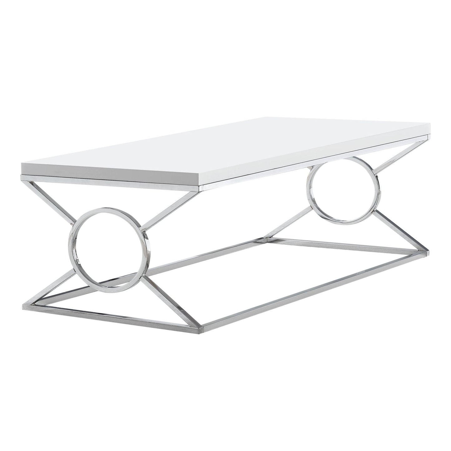 Coffee Table - Glossy White With Chrome Metal