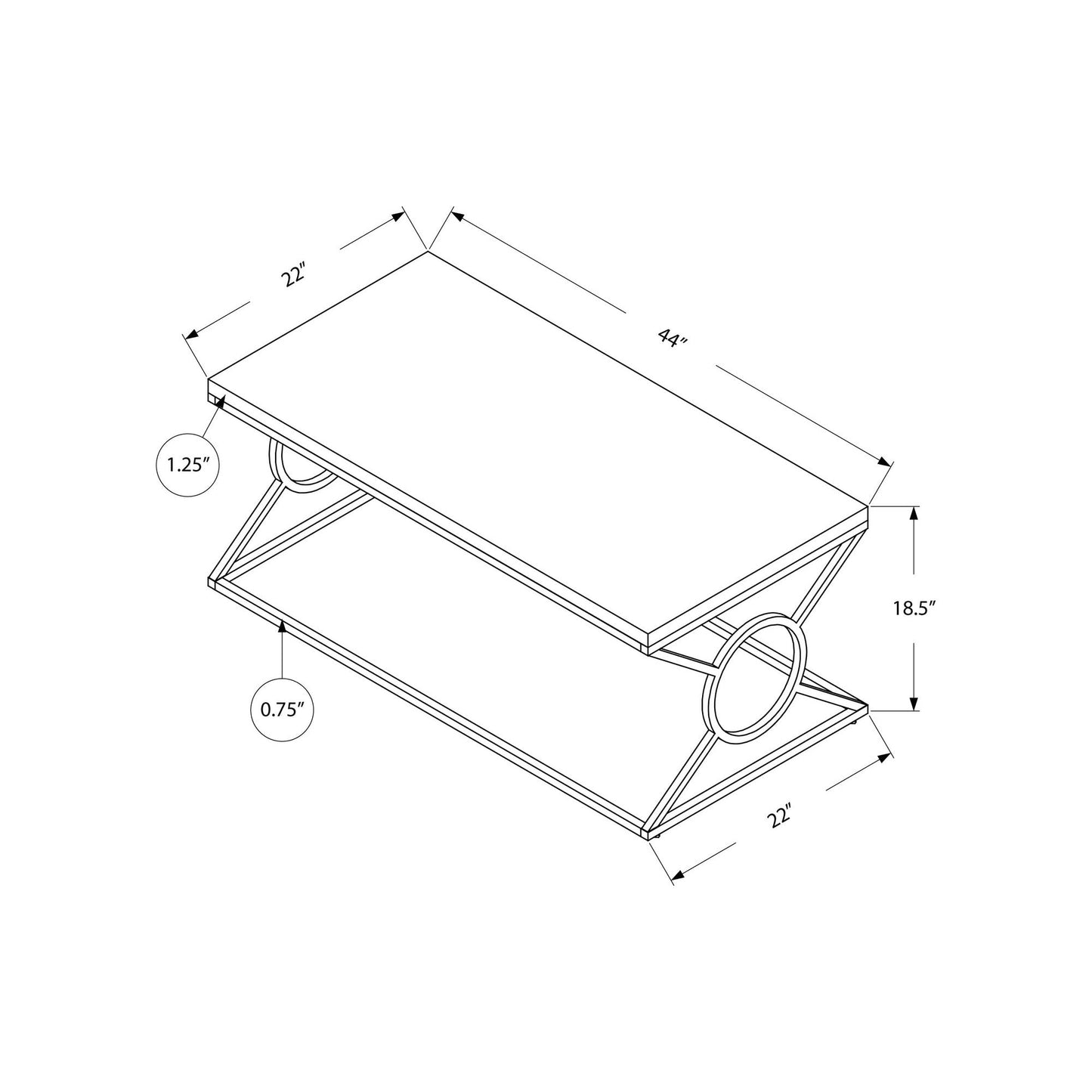 Coffee Table - Glossy White With Chrome Metal