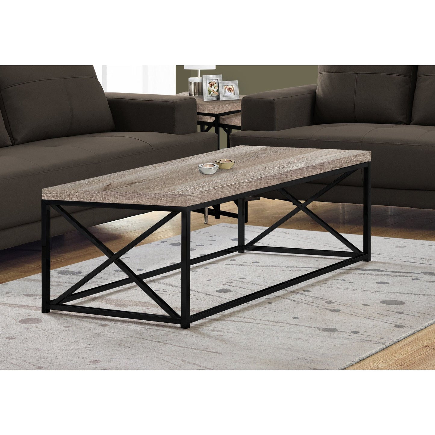 Coffee Table - Taupe Reclaimed Wood-Look / Black Metal