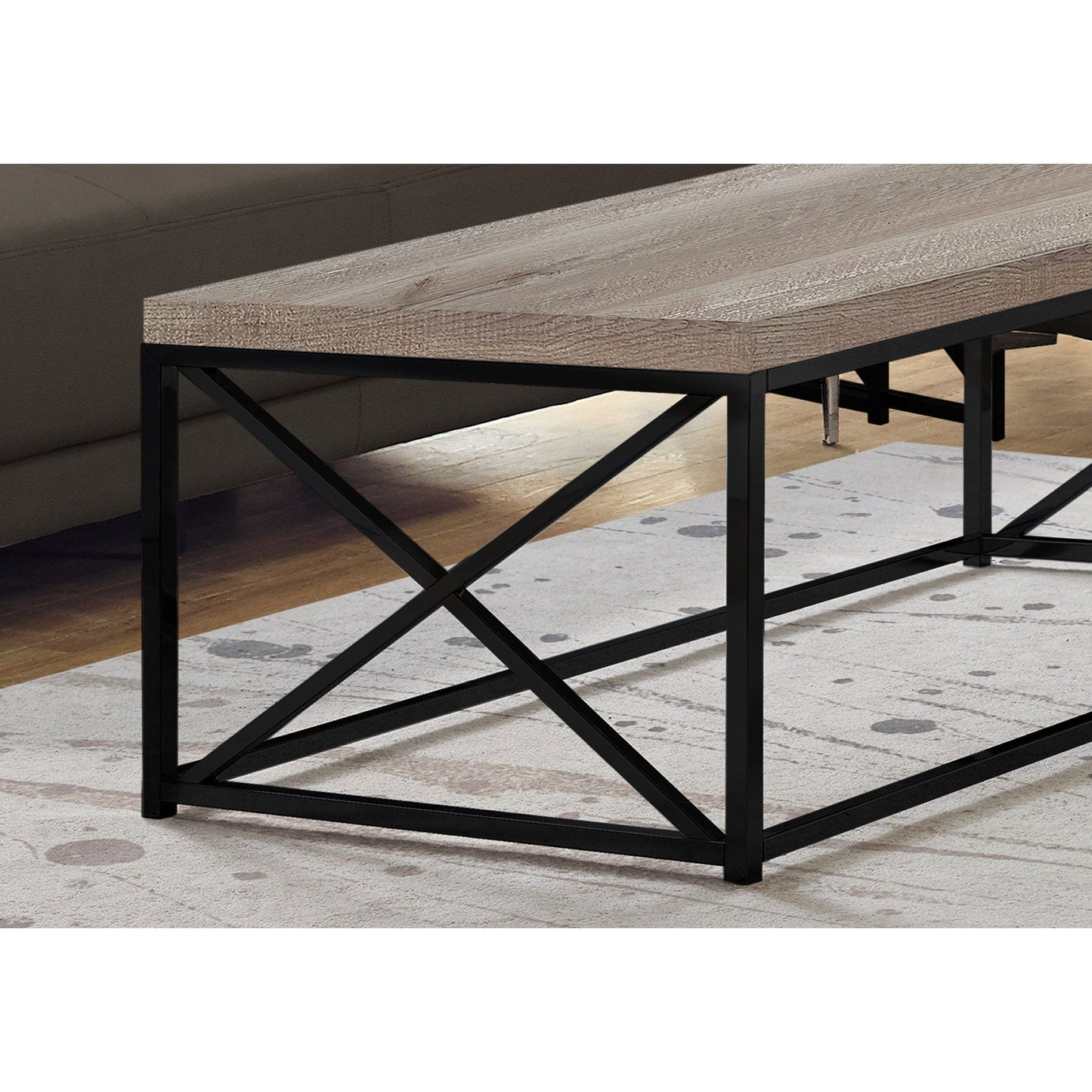 Coffee Table - Taupe Reclaimed Wood-Look / Black Metal