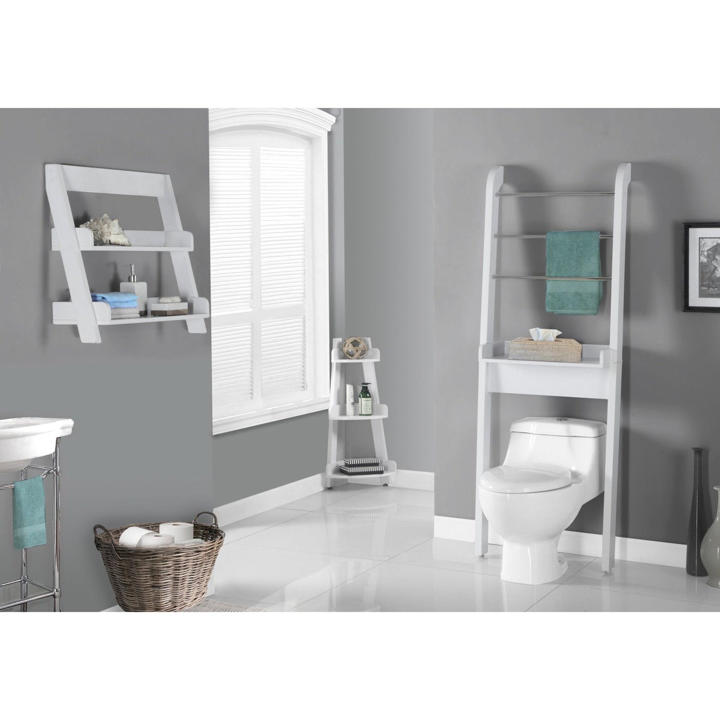 Bathroom Accent - 24"H / White Wall Mount Shelf