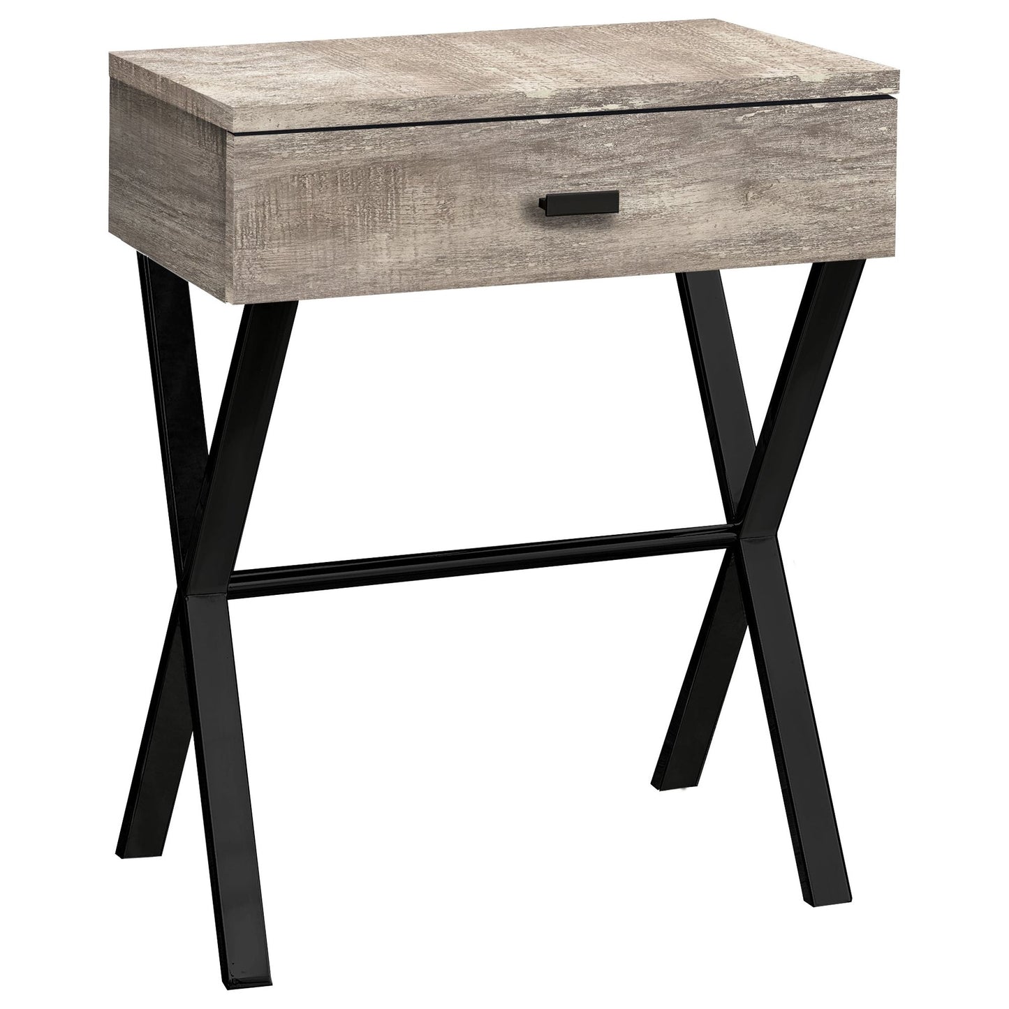 Accent Table - 24"H / Taupe Reclaimed Wood / Black Metal