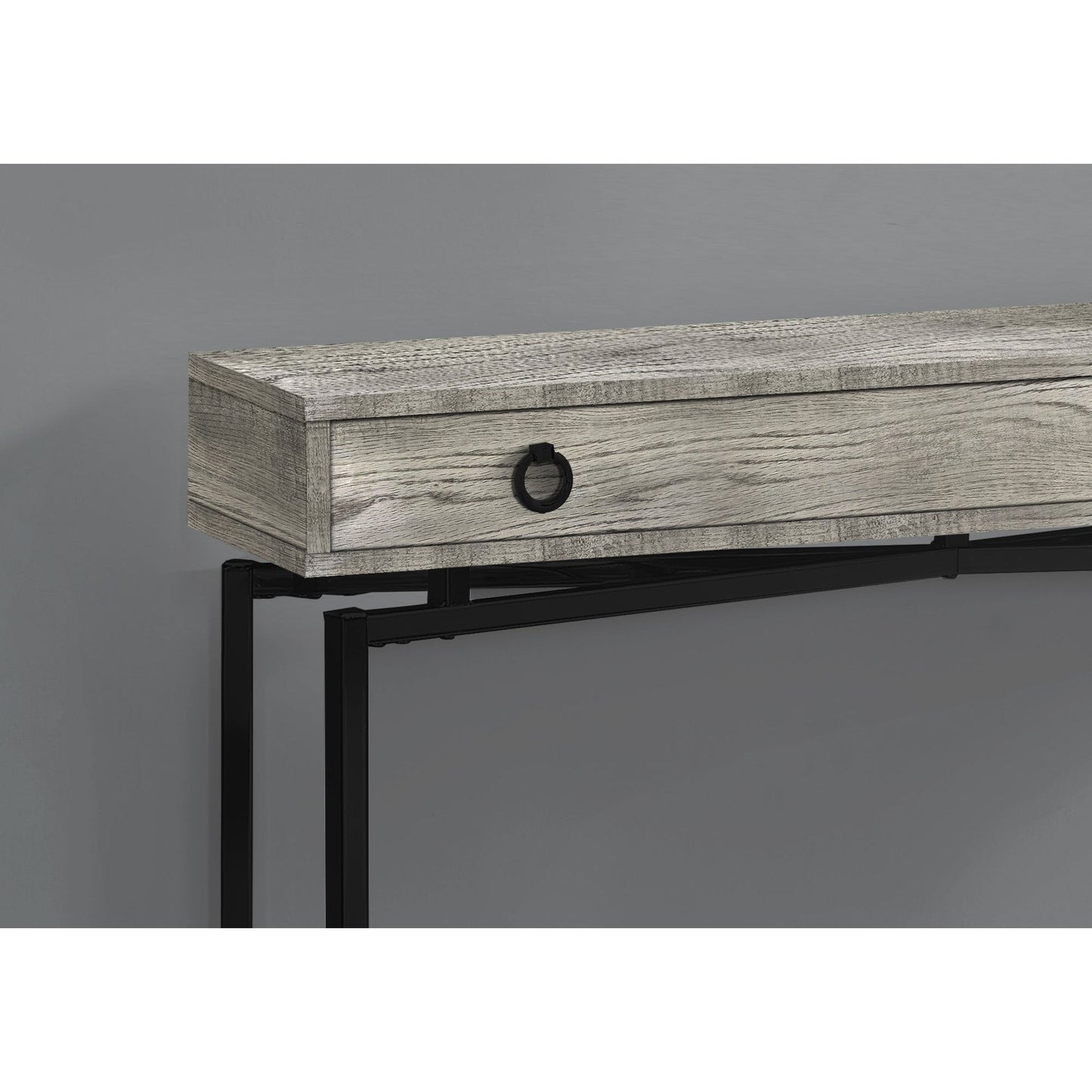 Accent Table - 42"L / Grey Reclaimed Wood / Black Console