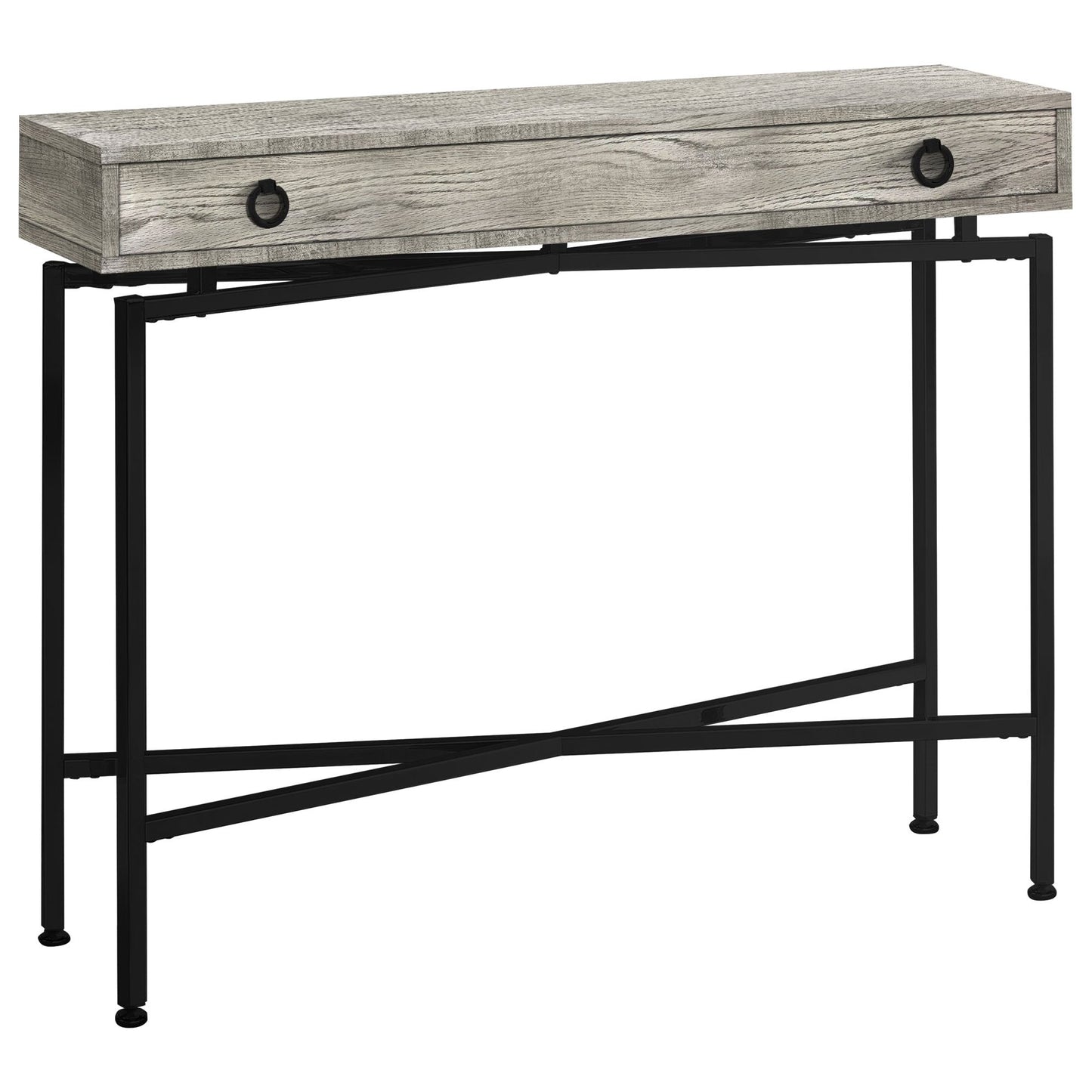 Accent Table - 42"L / Grey Reclaimed Wood / Black Console