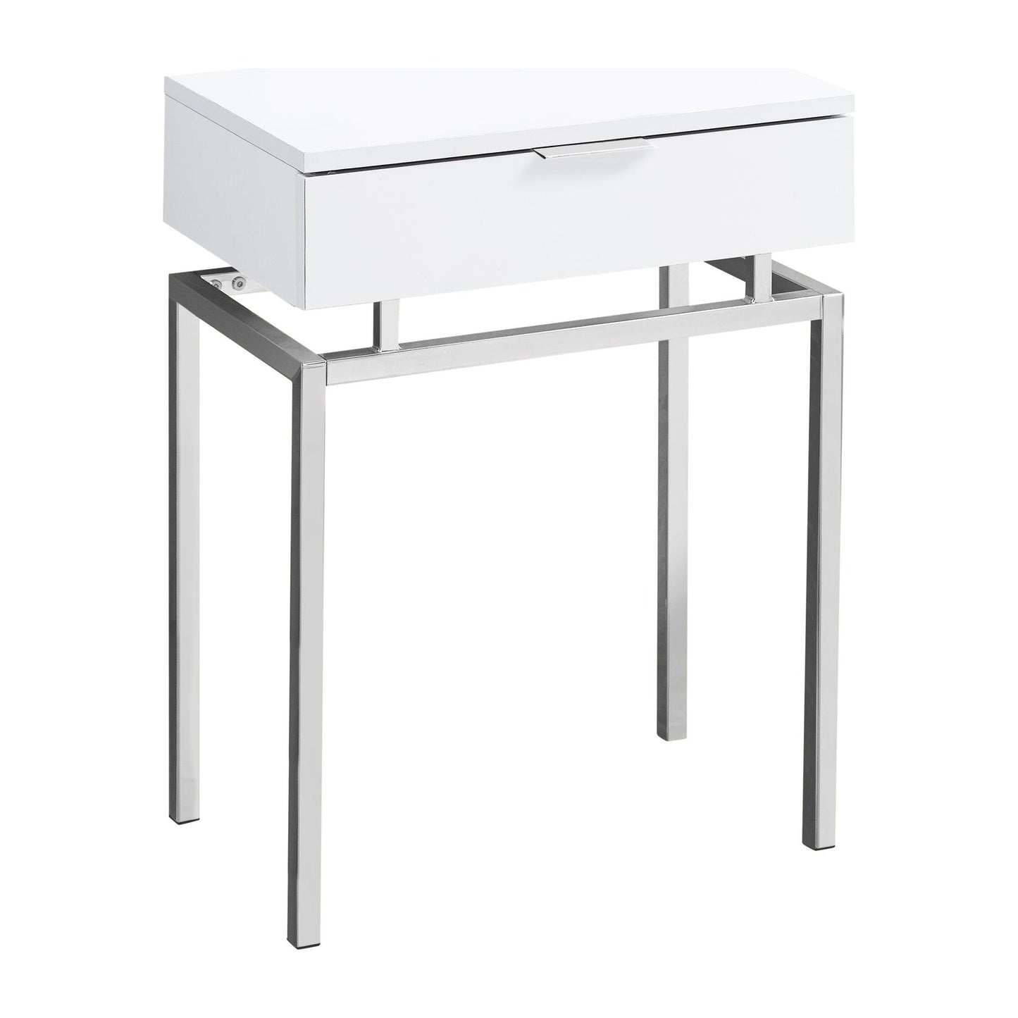 Accent Table - 24"H / Glossy White / Chrome Metal