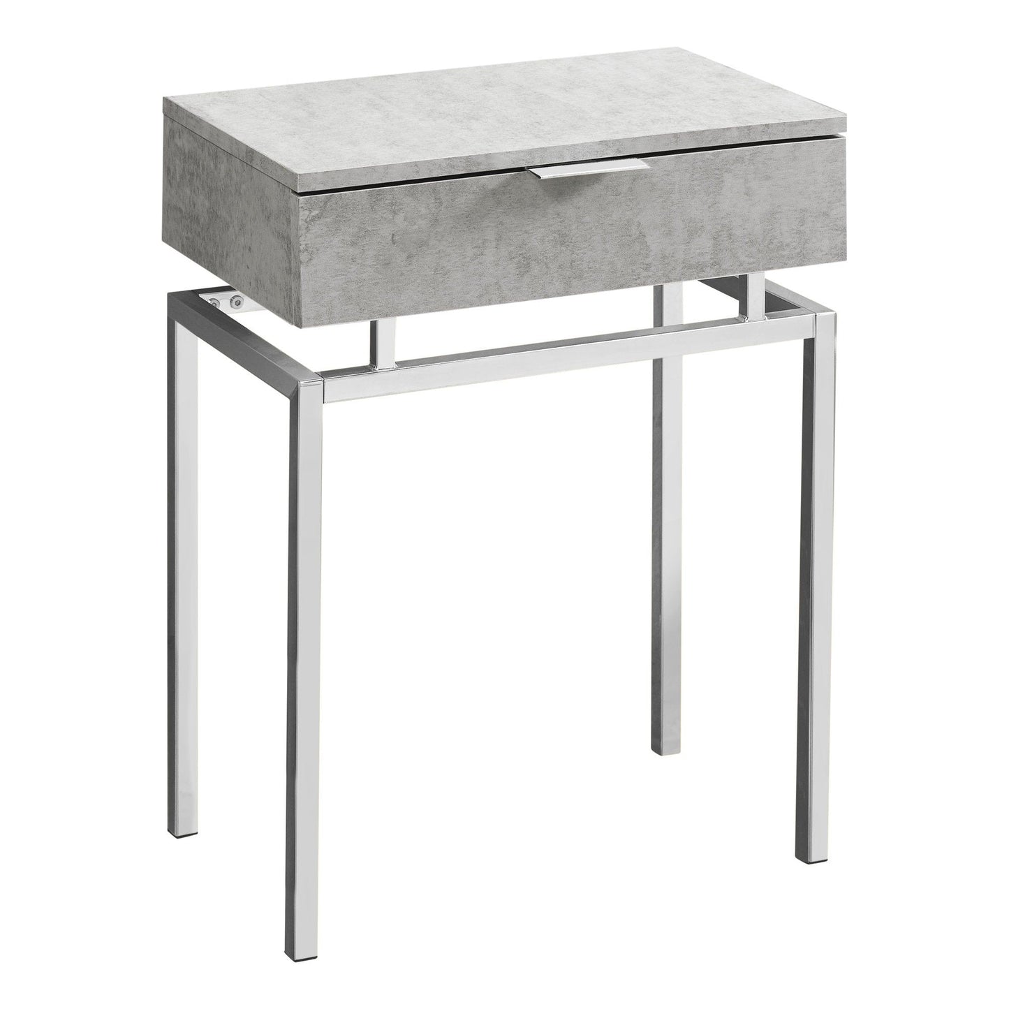 Accent Table - 24"H / Grey Cement / Chrome Metal