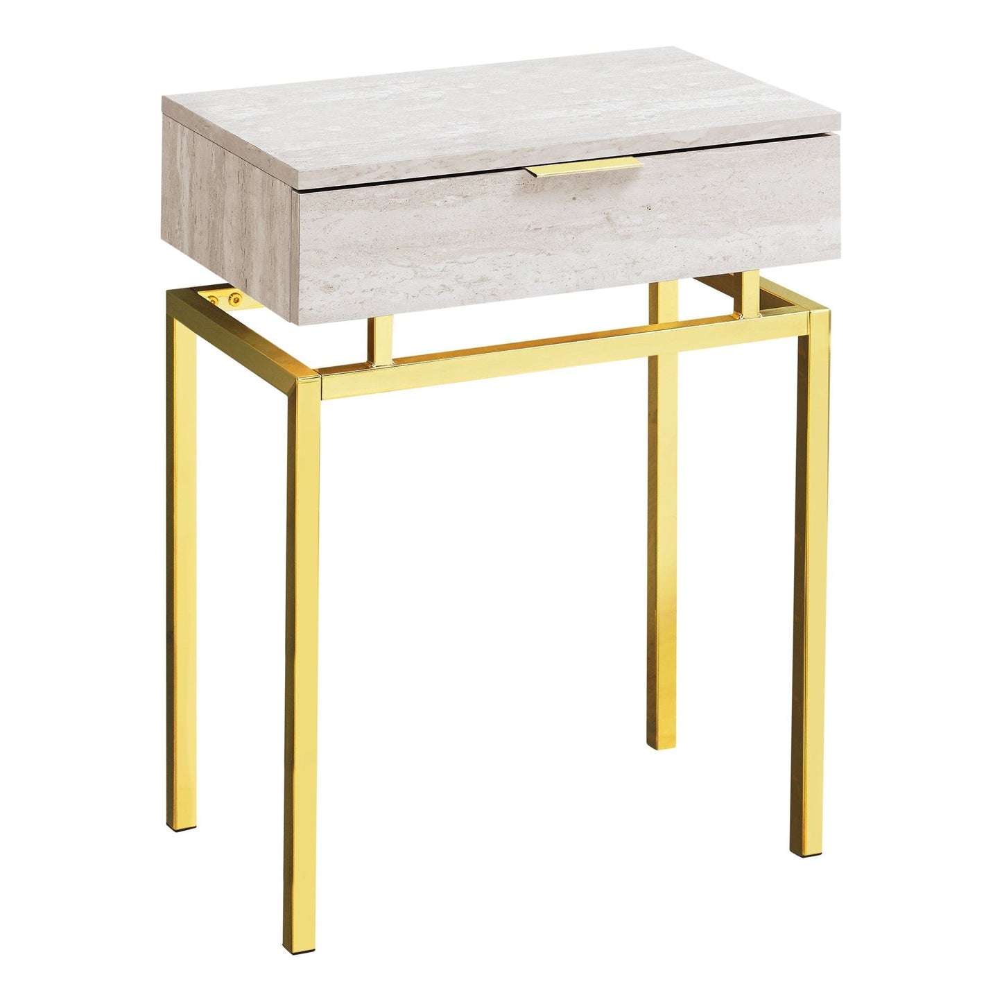 Accent Table - 24"H / Beige Marble / Gold Metal