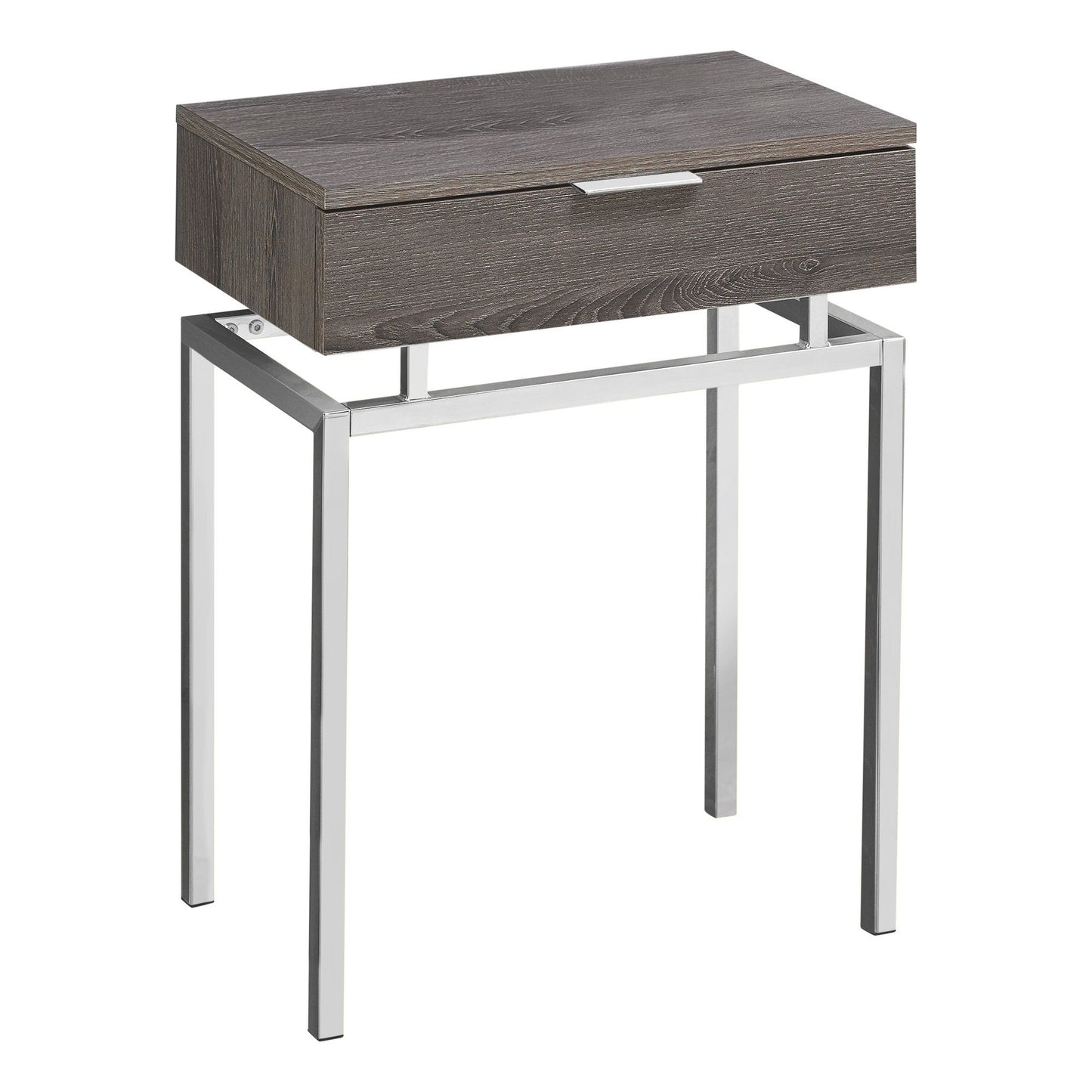 Accent Table - 24"H / Dark Taupe / Chrome Metal