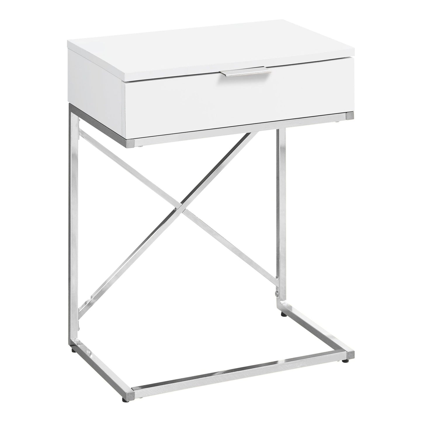 Accent Table - 24"H / Glossy White / Chrome Metal