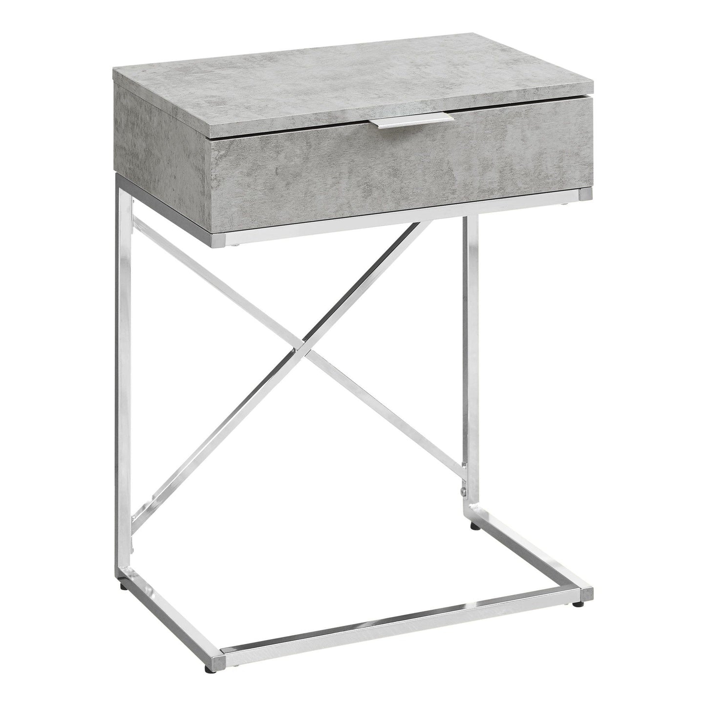 Accent Table - 24"H / Grey Cement / Chrome Metal