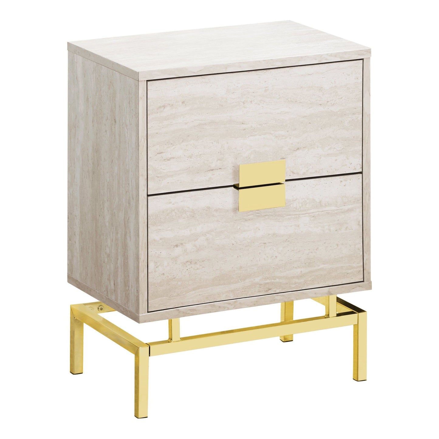 Accent Table - 24"H / Beige Marble / Gold Metal