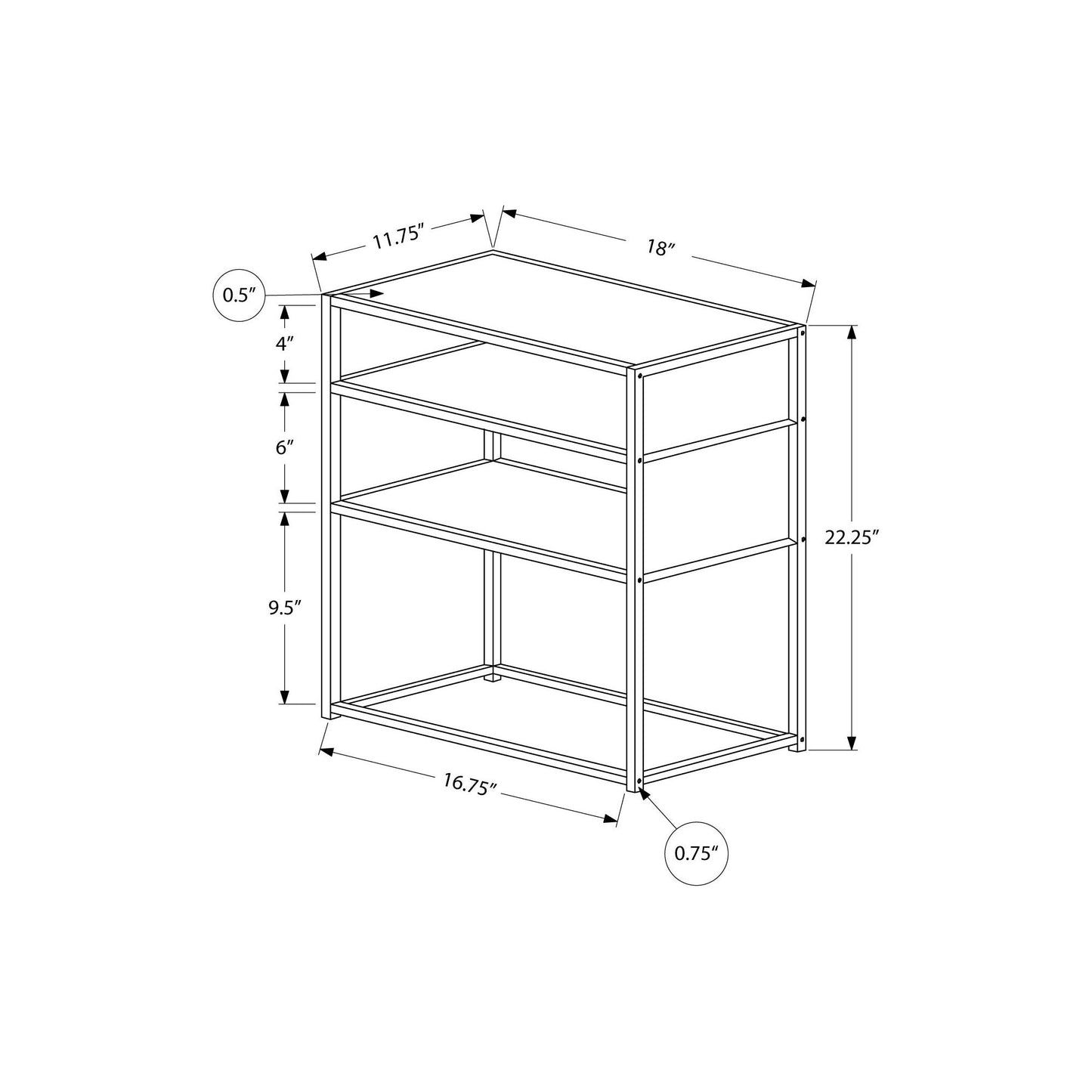 Accent Table - 22"H / Black / Black Metal