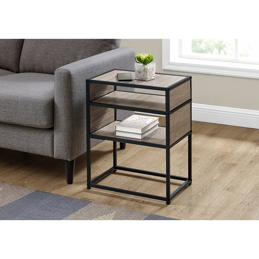 Accent Table - 22"H / Dark Taupe / Black Metal