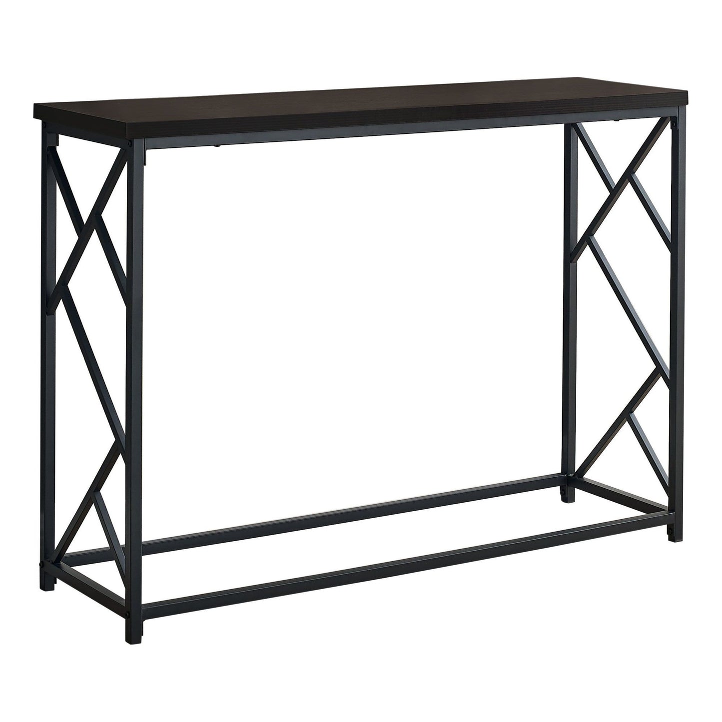 Accent Table - 44"L / Espresso / Black Metal Hall Console