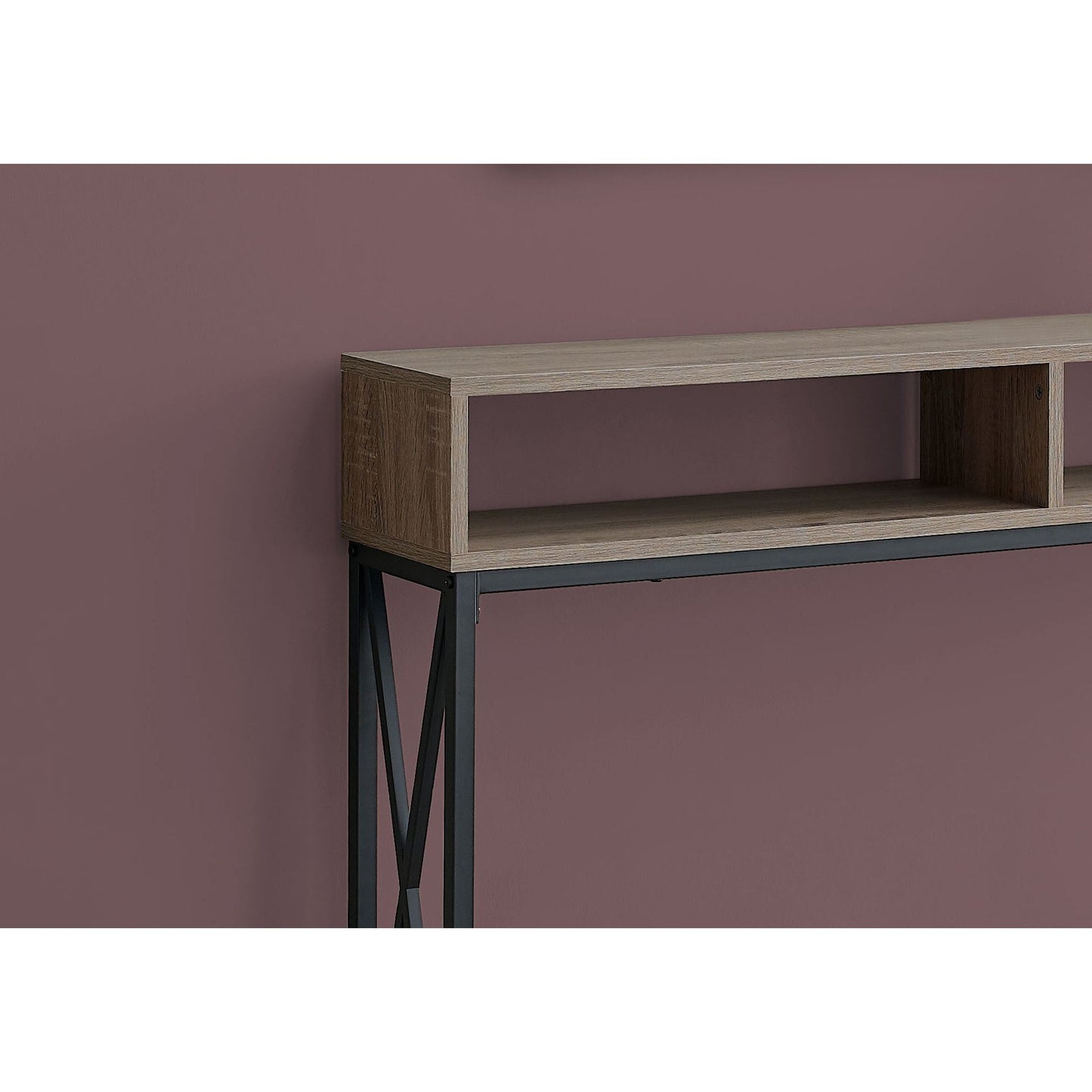 Accent Table - 48"L / Taupe / Black Metal Hall Console