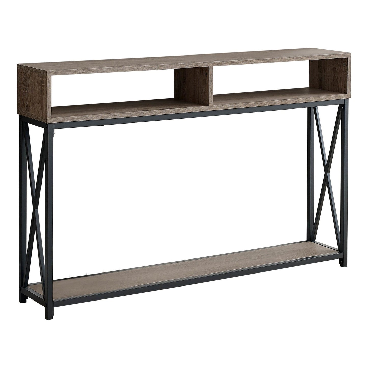 Accent Table - 48"L / Taupe / Black Metal Hall Console