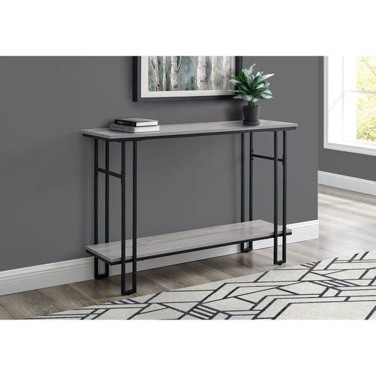 Accent Table - 48"L / Grey / Black Metal Hall Console