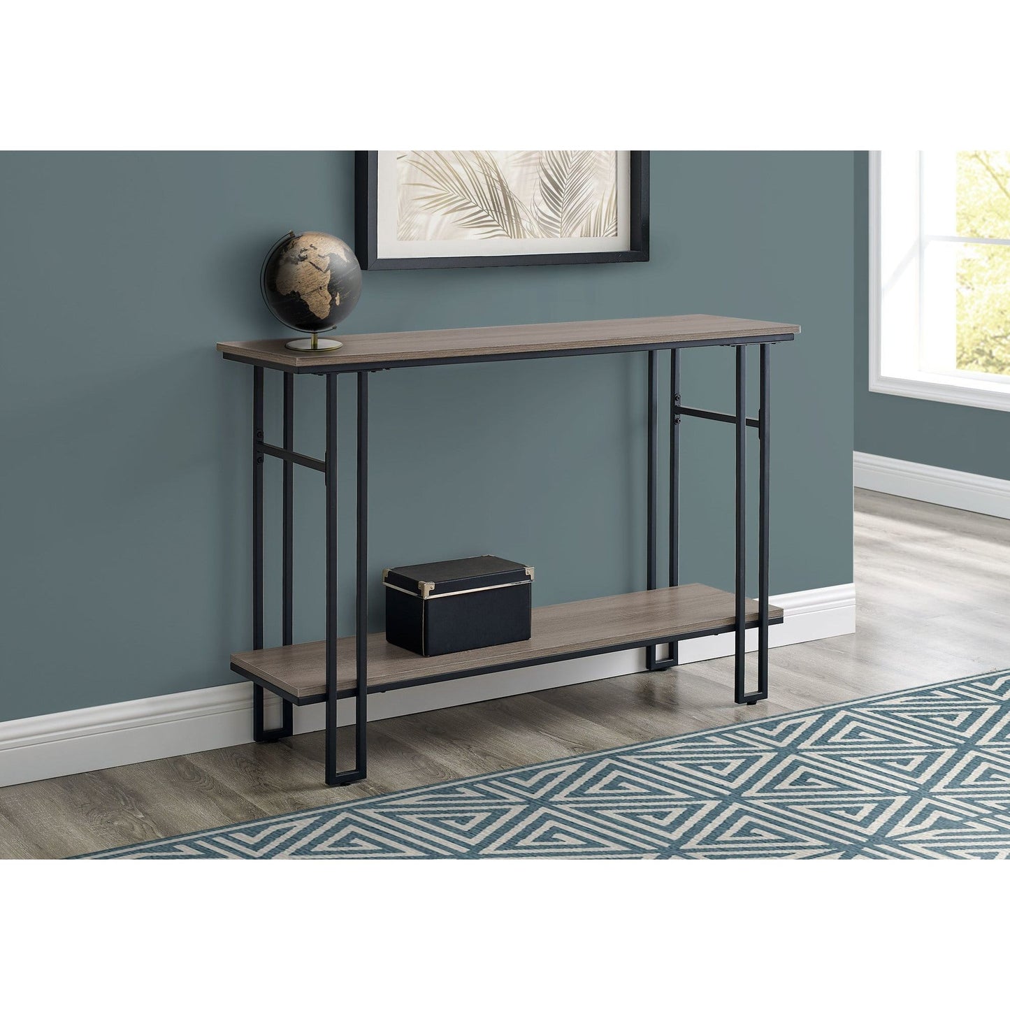 Accent Table - 48"L / Taupe / Black Metal Hall Console