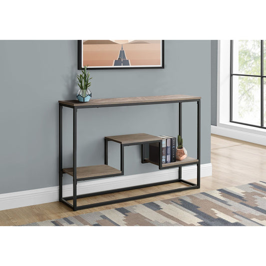 Accent Table - 48"L / Taupe / Black Metal Hall Console