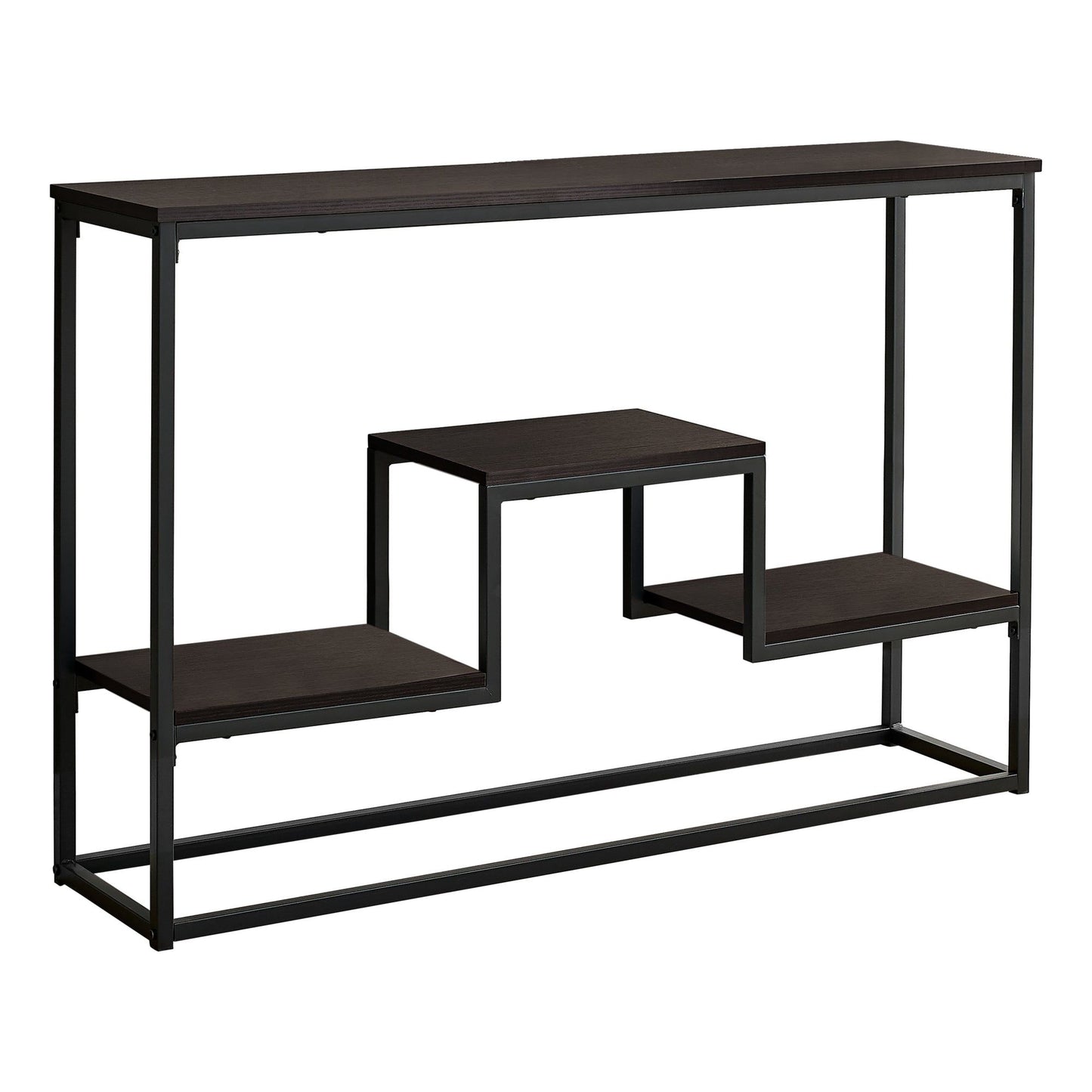 Accent Table - 48"L / Espresso / Black Metal Hall Console