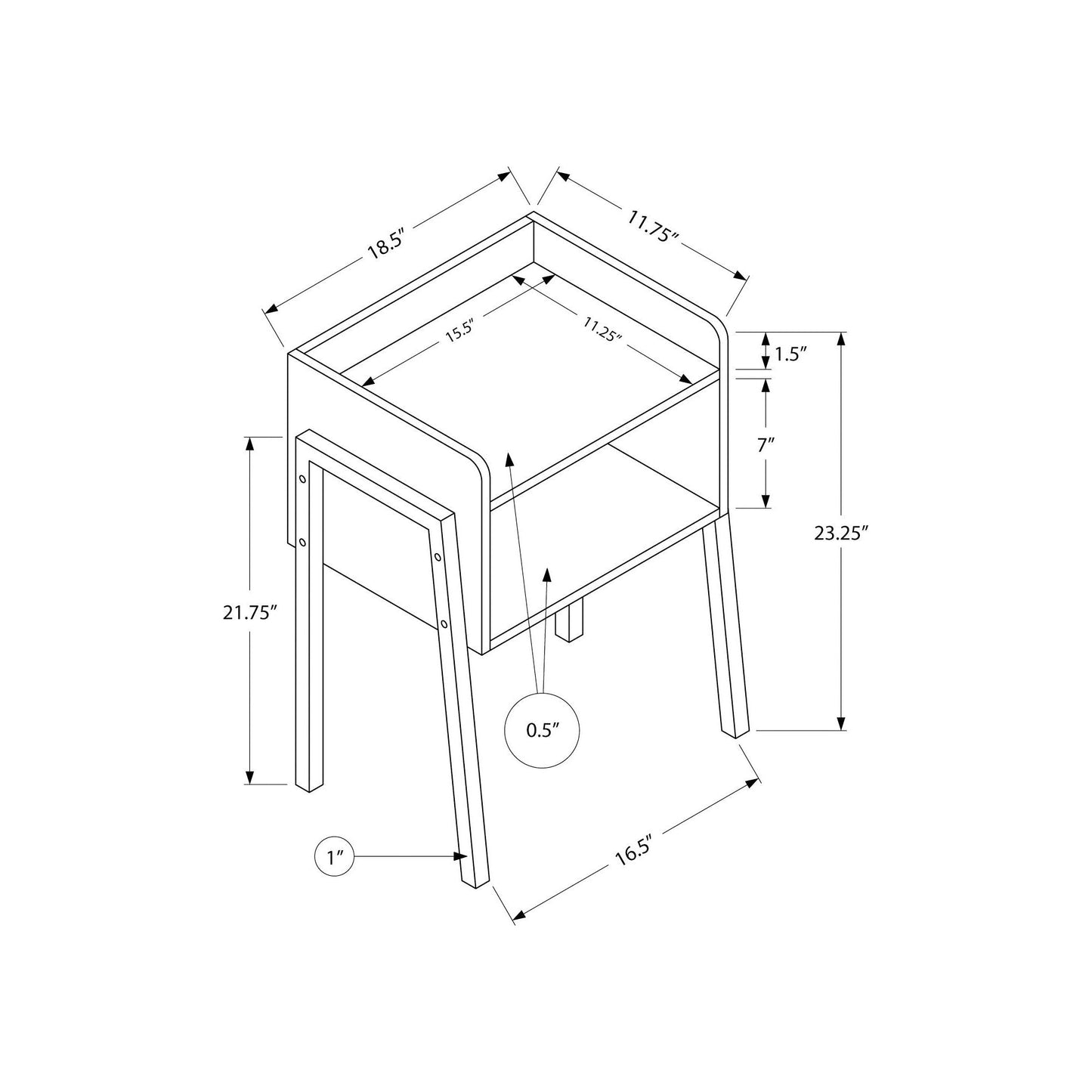 Accent Table - 23"H / Black Marble / Black Metal