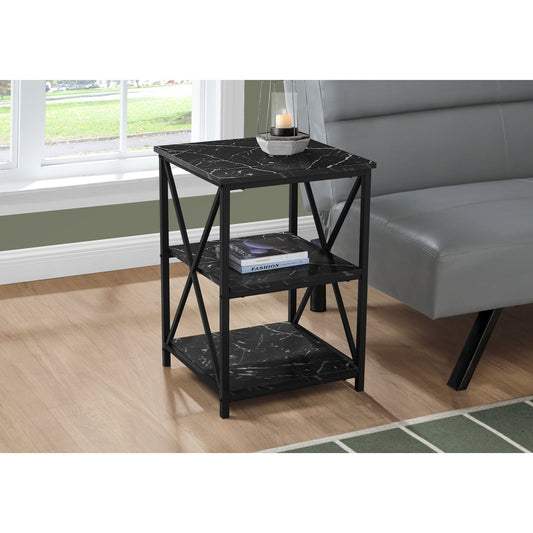 Accent Table - 26"H / Black Marble / Black Metal