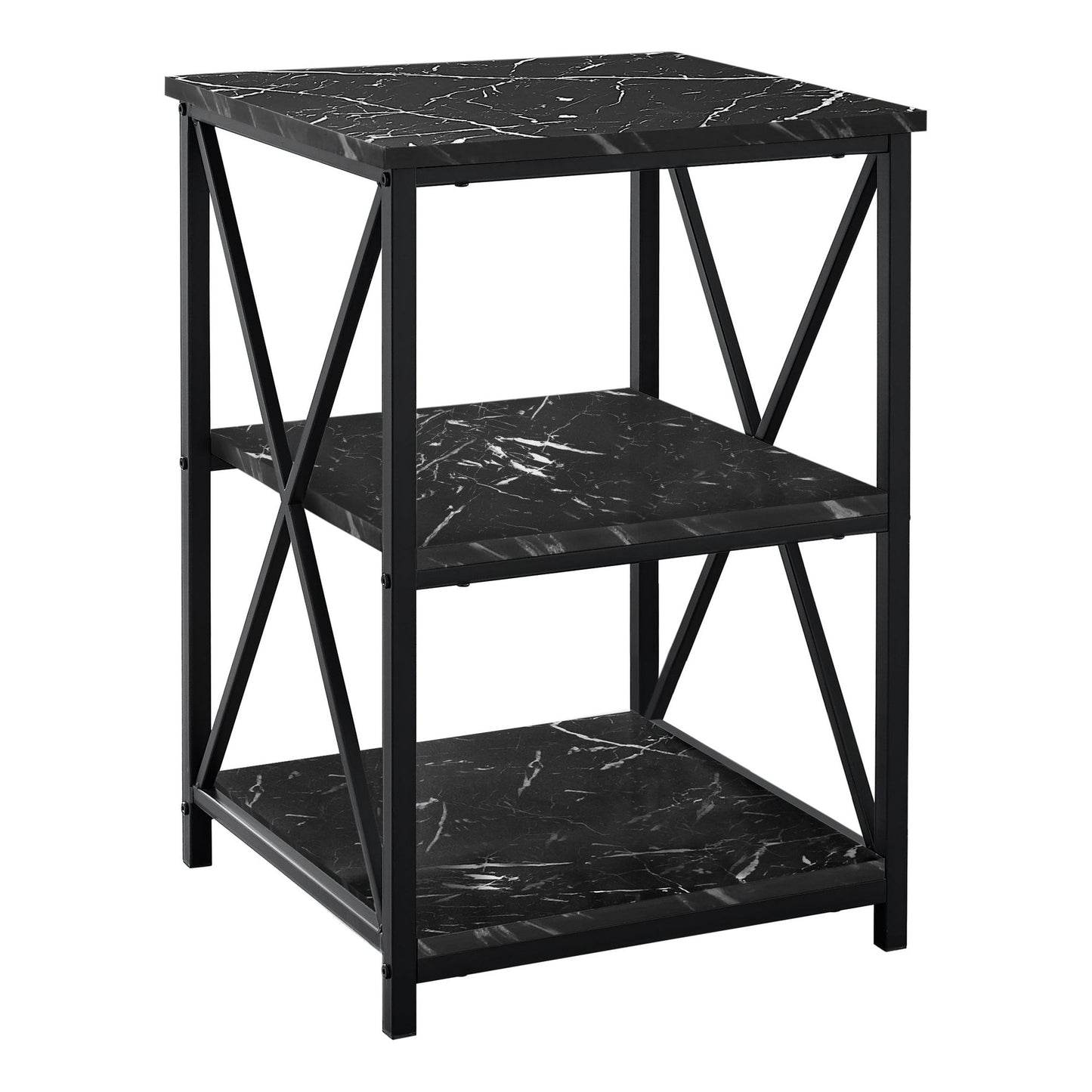 Accent Table - 26"H / Black Marble / Black Metal