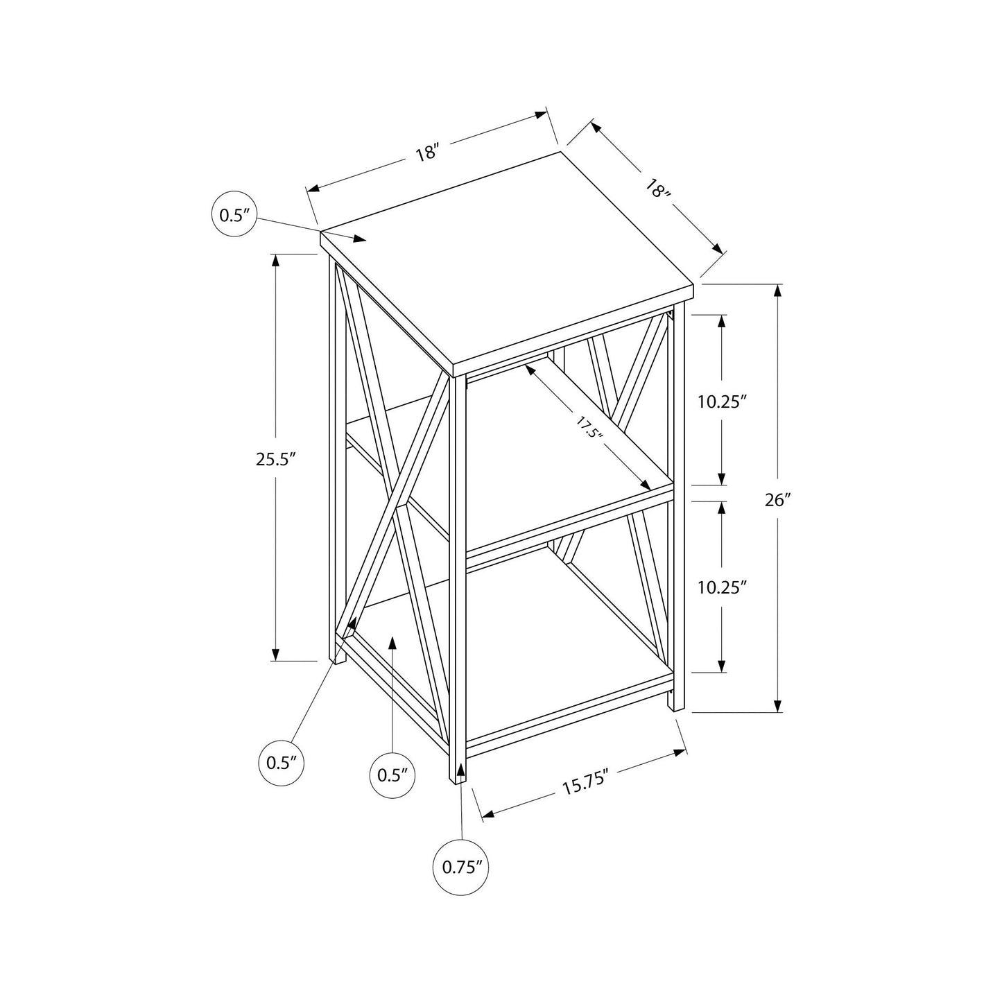 Accent Table - 26"H / Grey / Black Metal