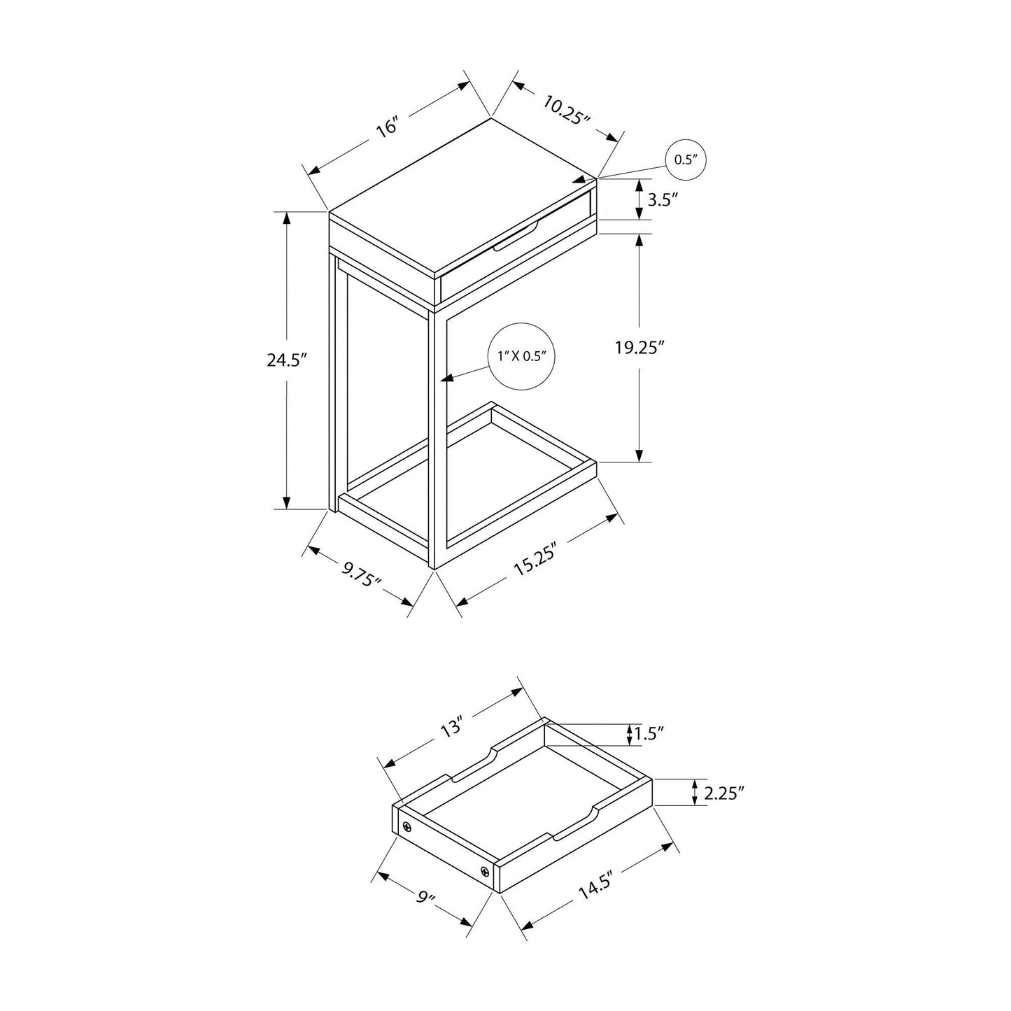 Accent Table - Black / Black Metal With A Drawer