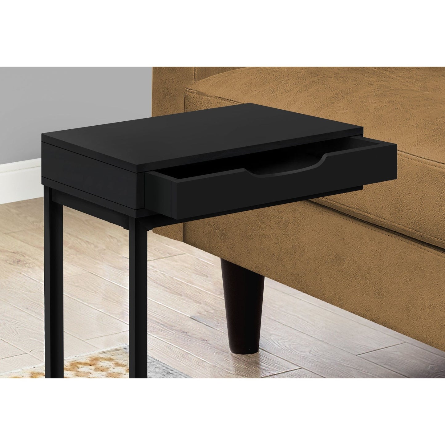 Accent Table - Black / Black Metal With A Drawer