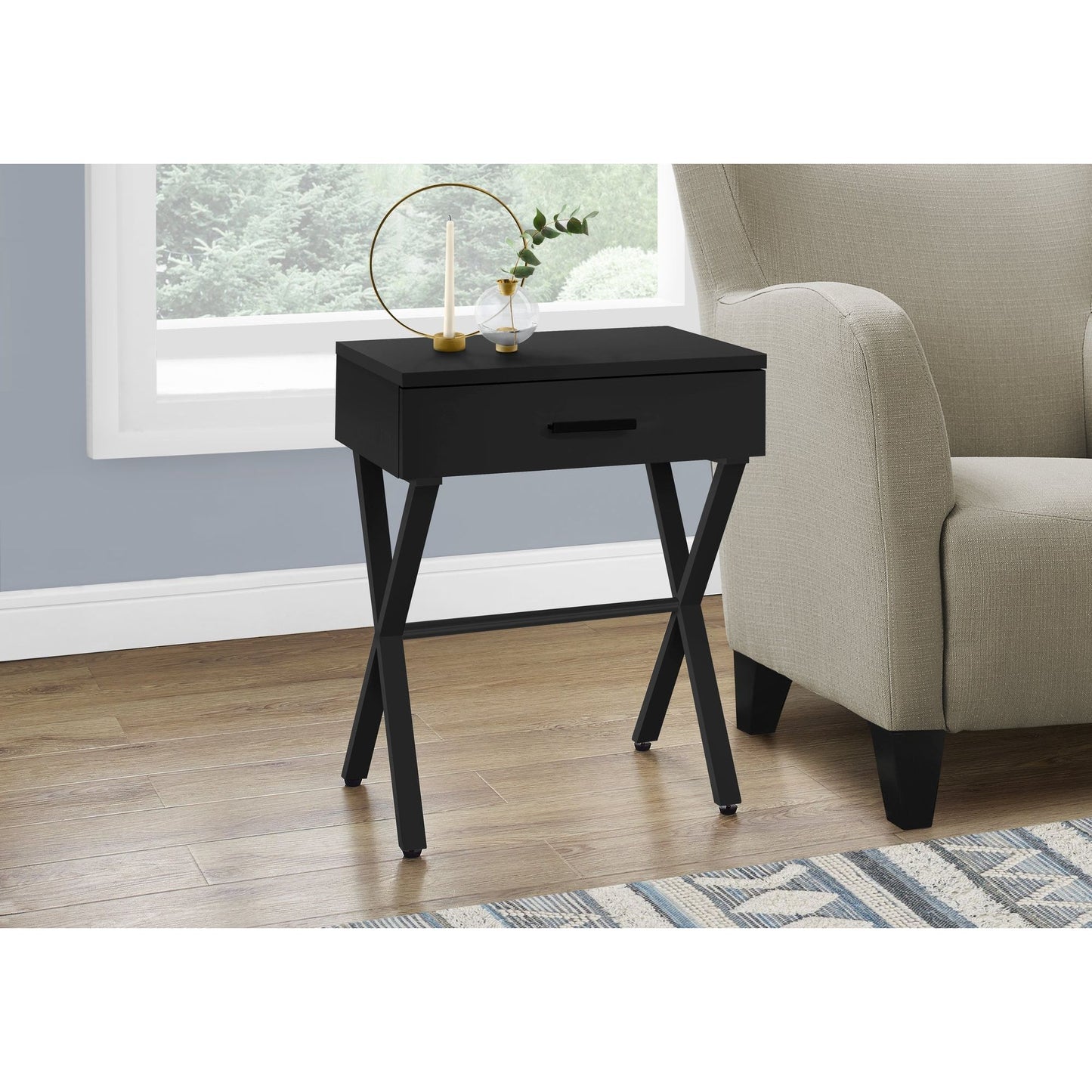 Accent Table - 24"H / Black / Black Metal