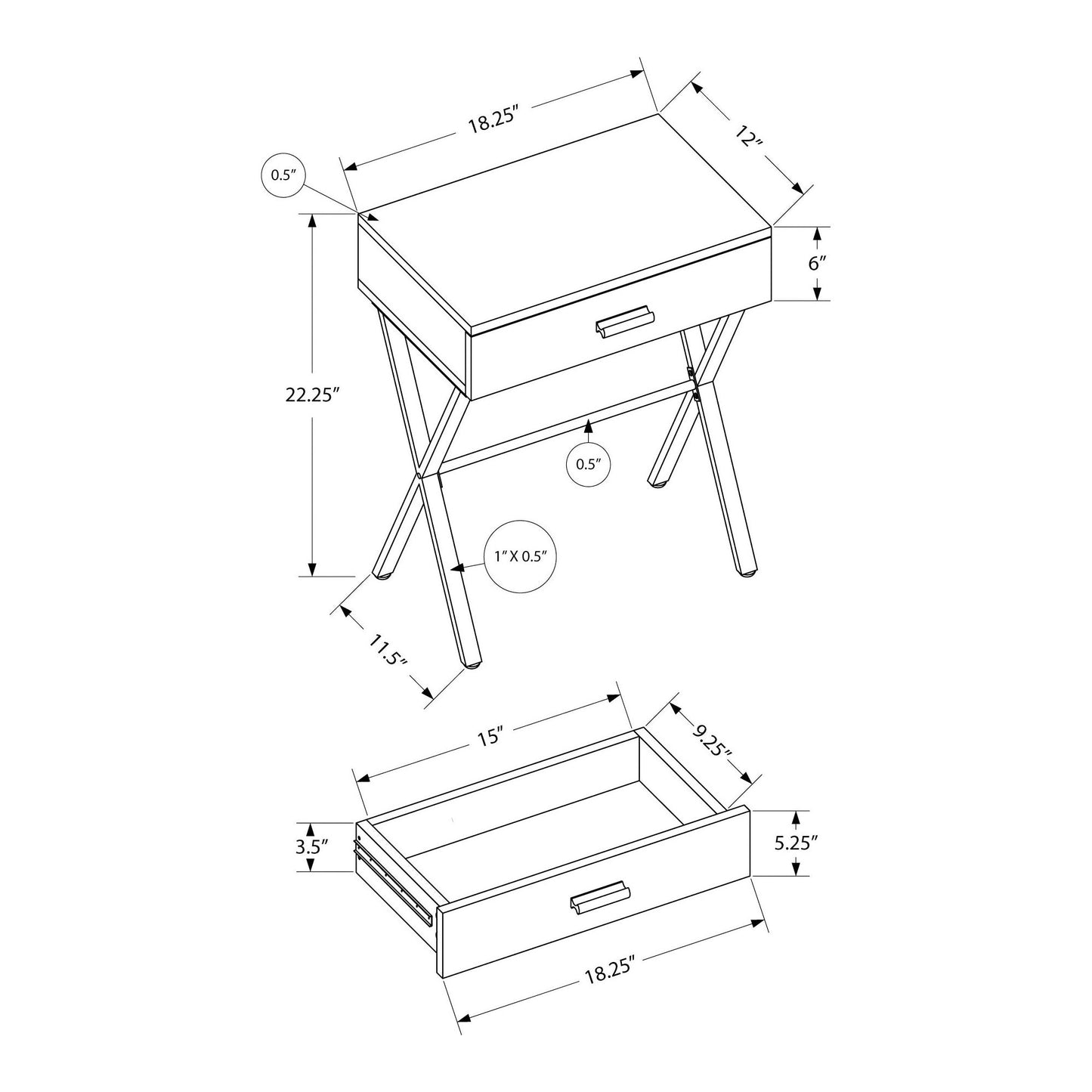 Accent Table - 24"H / Black / Black Metal