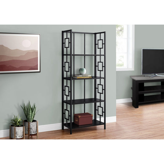 Bookcase - 62"H / Black / Black Metal Etagere