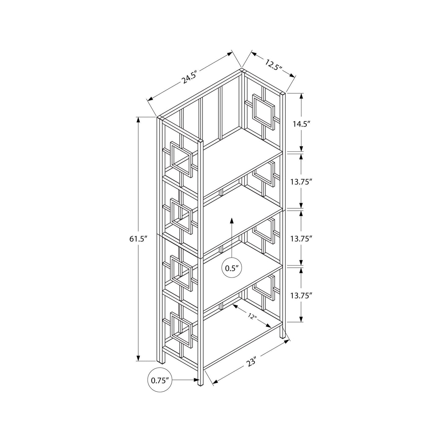 Bookcase - 62"H / Black / Black Metal Etagere