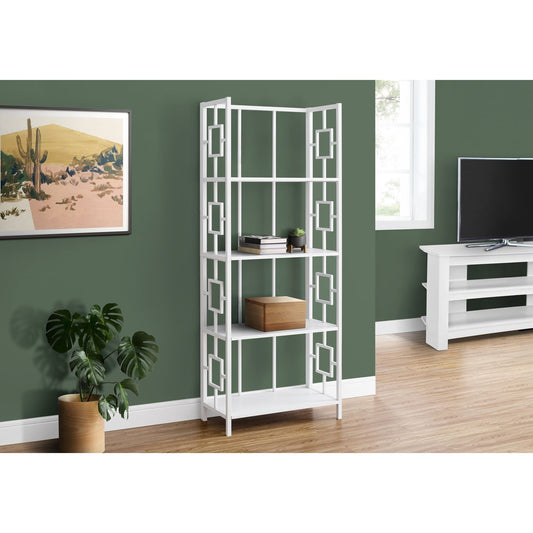 Bookcase - 62"H / White / White Metal Etagere