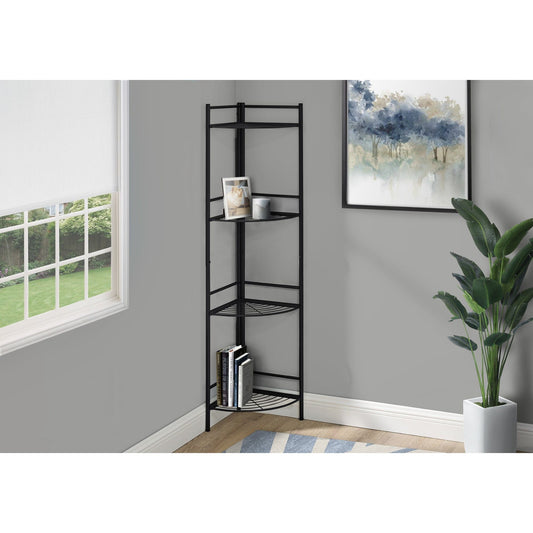 Bookcase - 58"H / Black Metal Corner Etagere