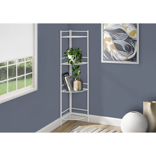 Bookcase - 58"H / White Metal Corner Etagere