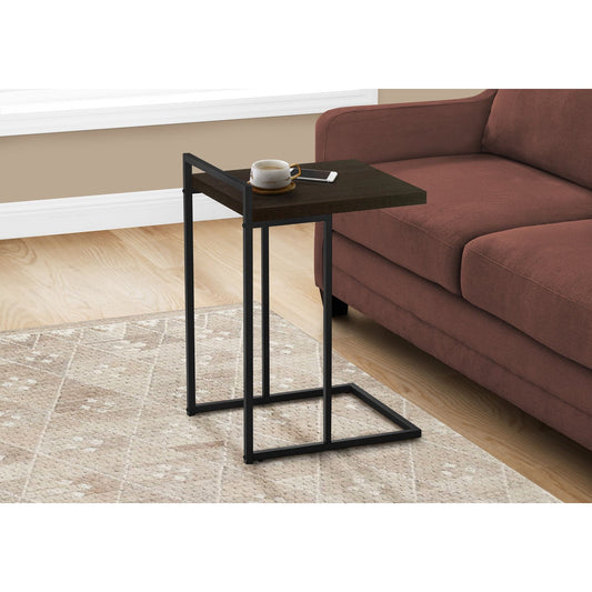 Accent Table - 25"H / Espresso / Black Metal