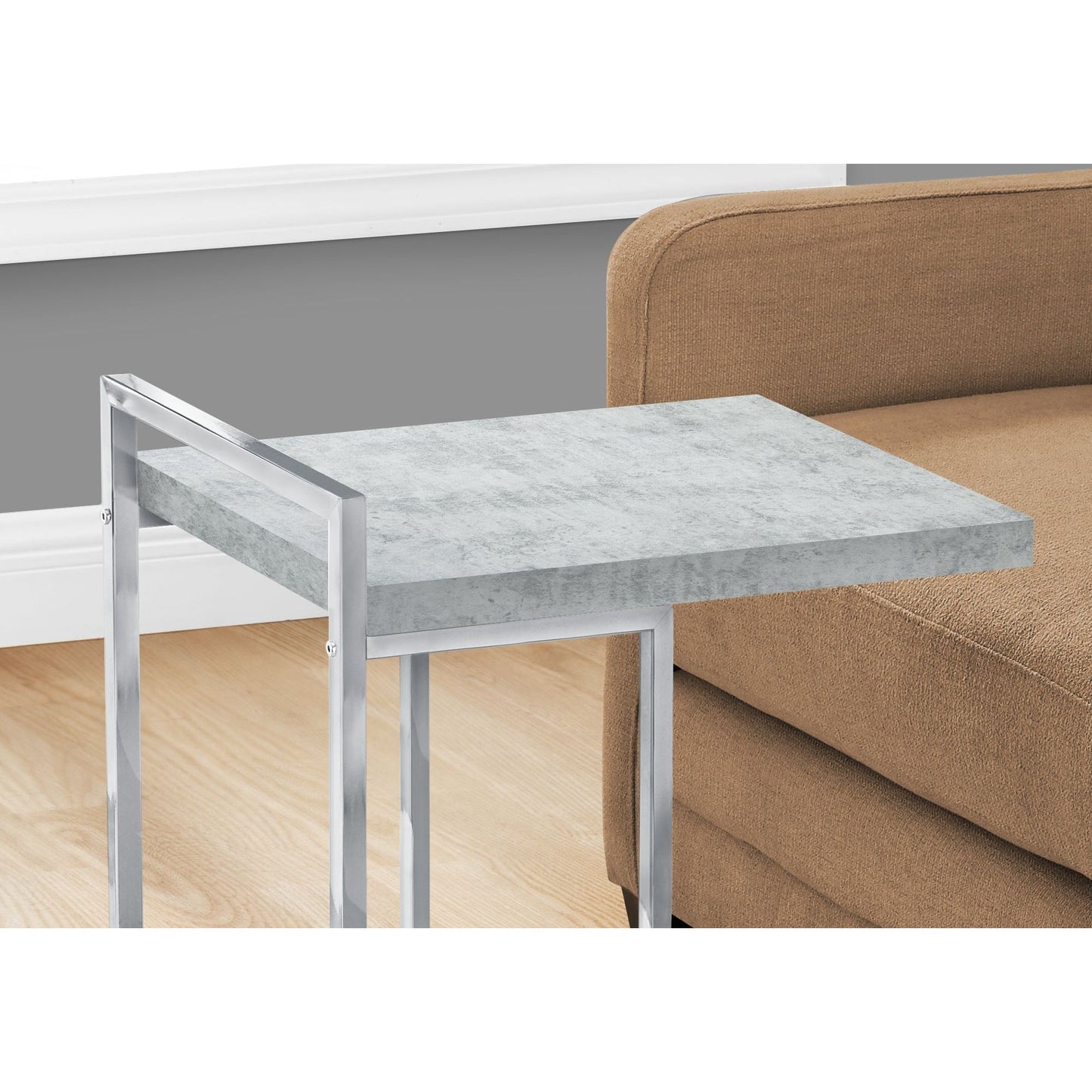 Accent Table - 25"H / Grey Cement / Chrome Metal