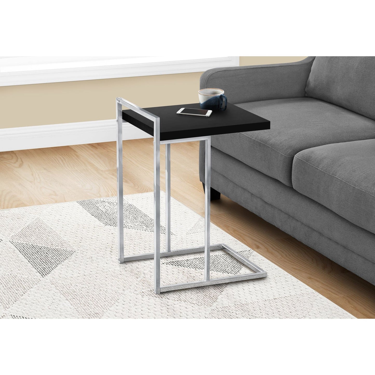 Accent Table - 25"H / Black / Chrome Metal