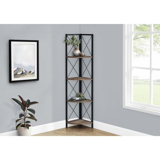 Bookcase - 60"H / Brown Reclaimed / Black Metal Corner