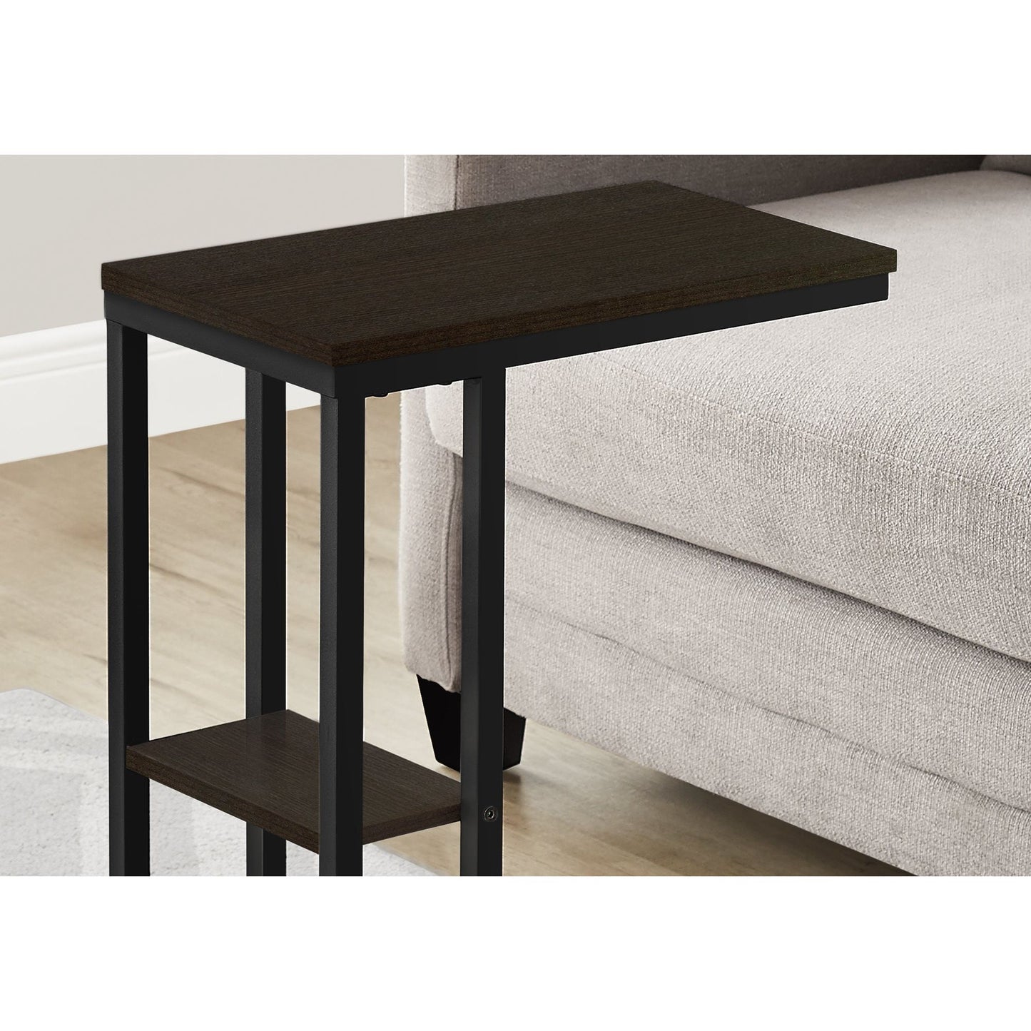 Accent Table - 25"H / Espresso / Black Metal