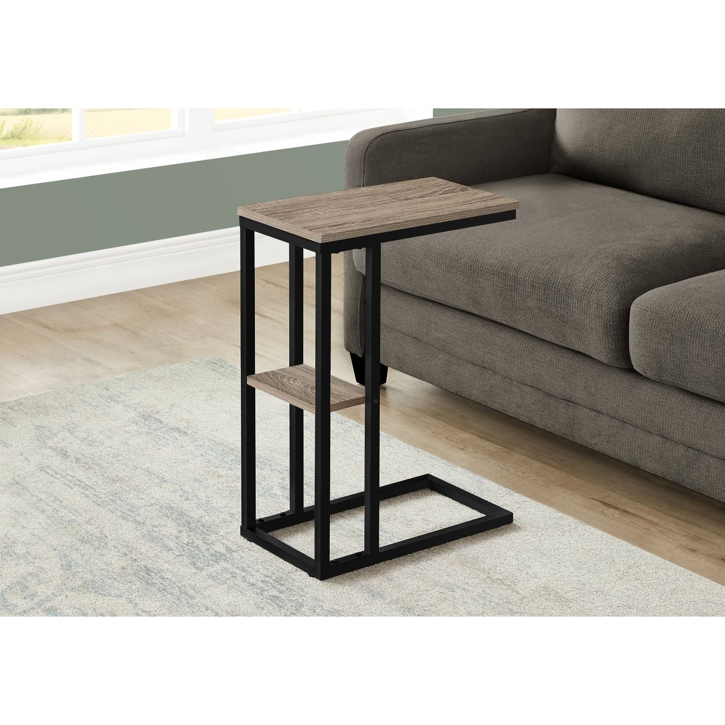 Accent Table - 25"H / Dark Taupe / Black Metal