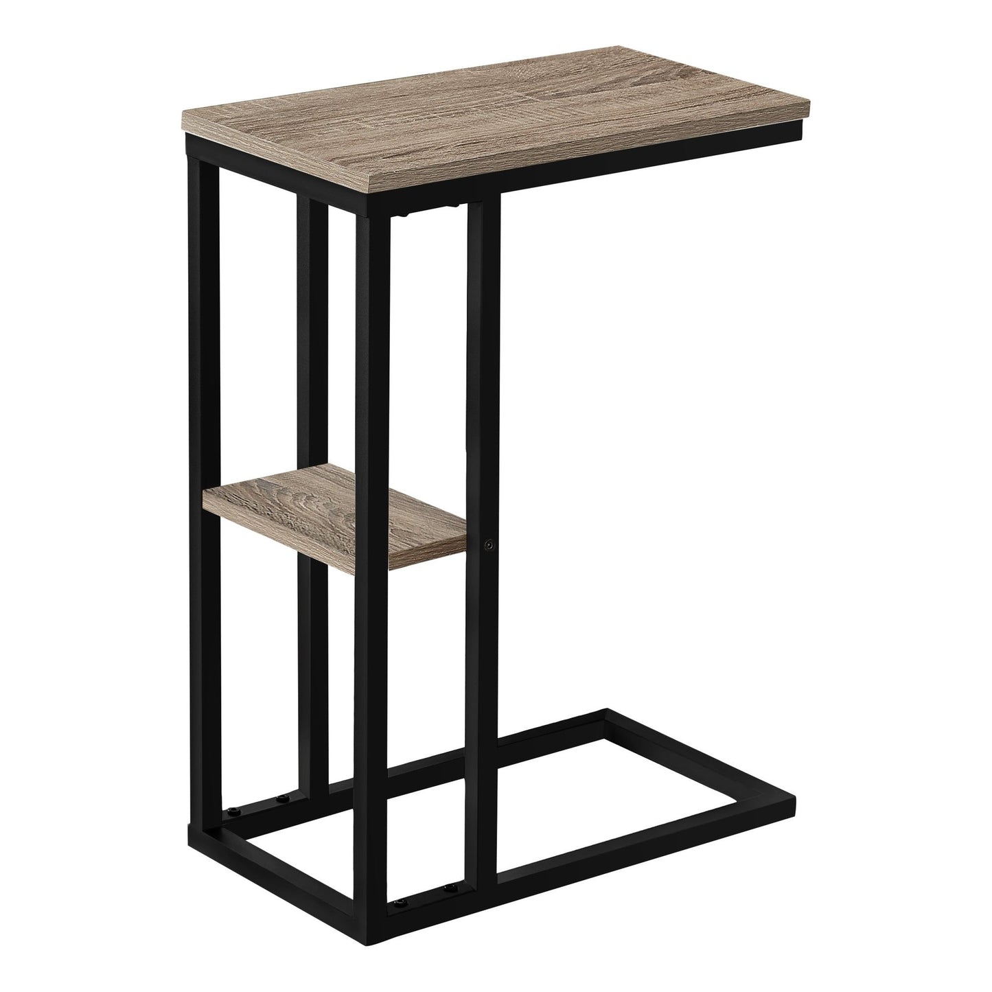 Accent Table - 25"H / Dark Taupe / Black Metal