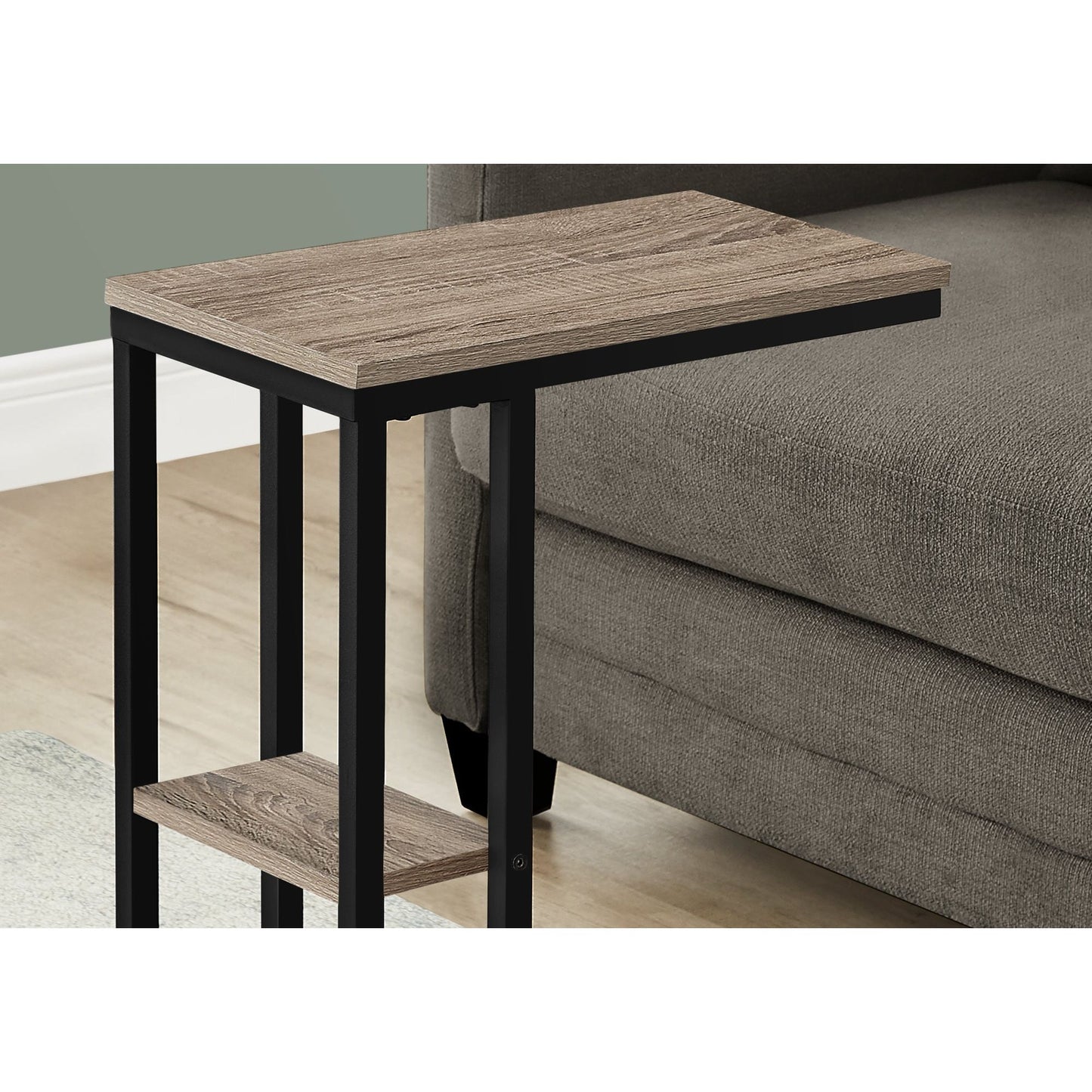 Accent Table - 25"H / Dark Taupe / Black Metal