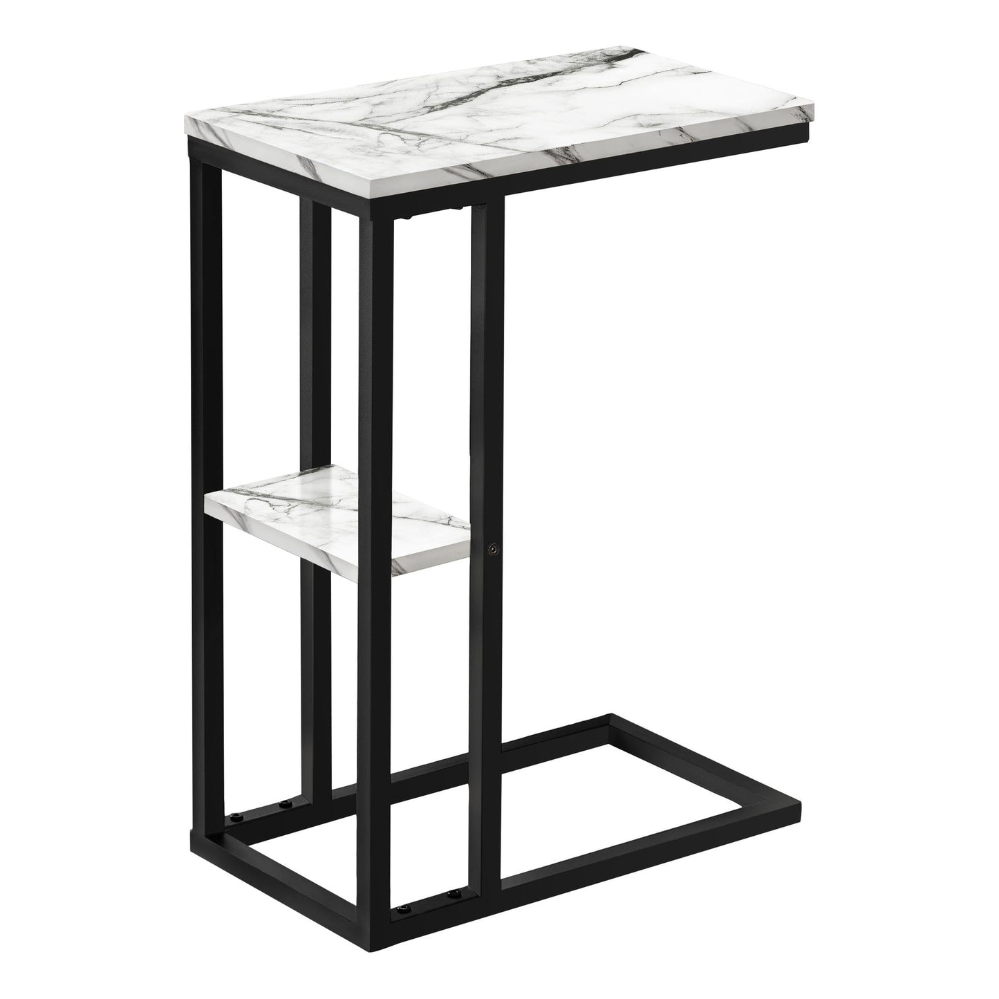 Accent Table - 25"H / White Marble / Black Metal