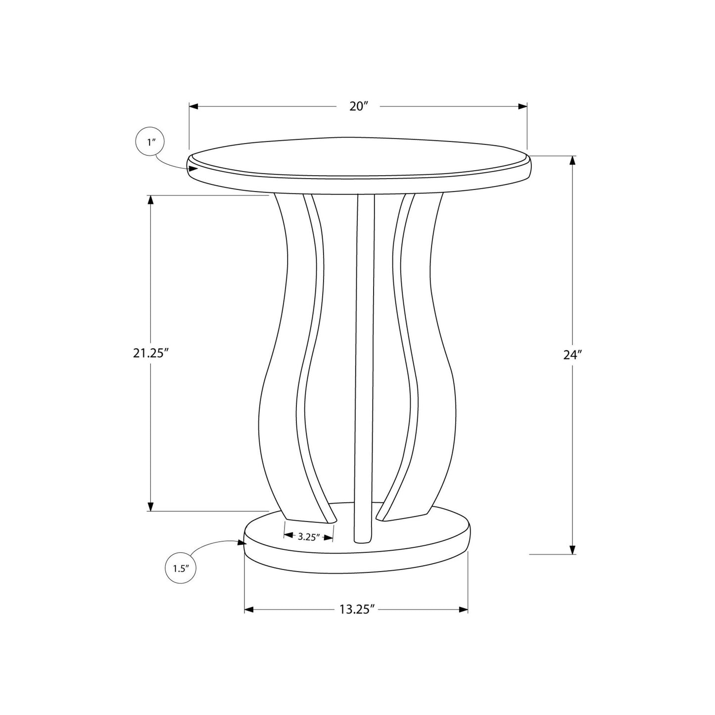 End Table - 20"Dia / Brushed Silver / Mirror