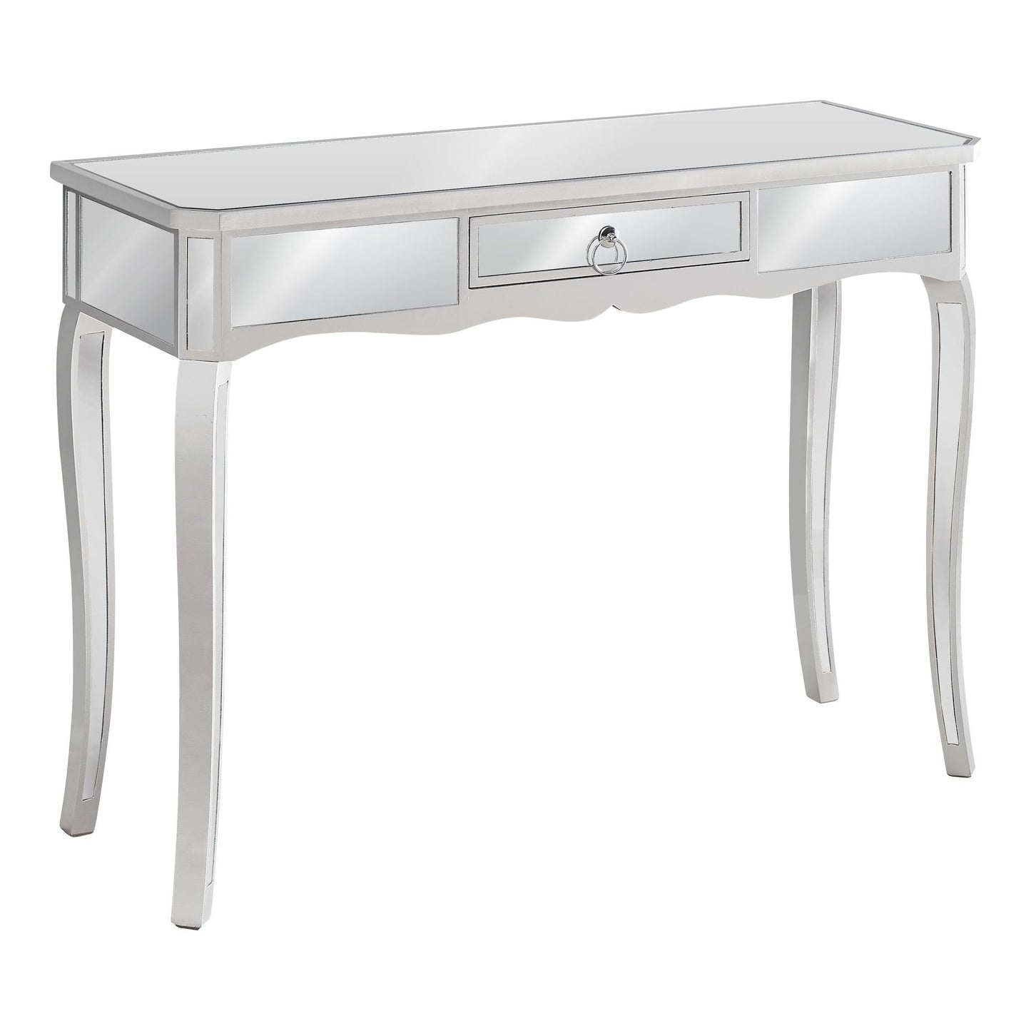 Accent Table - 42"L / Mirror / Silver With Storage