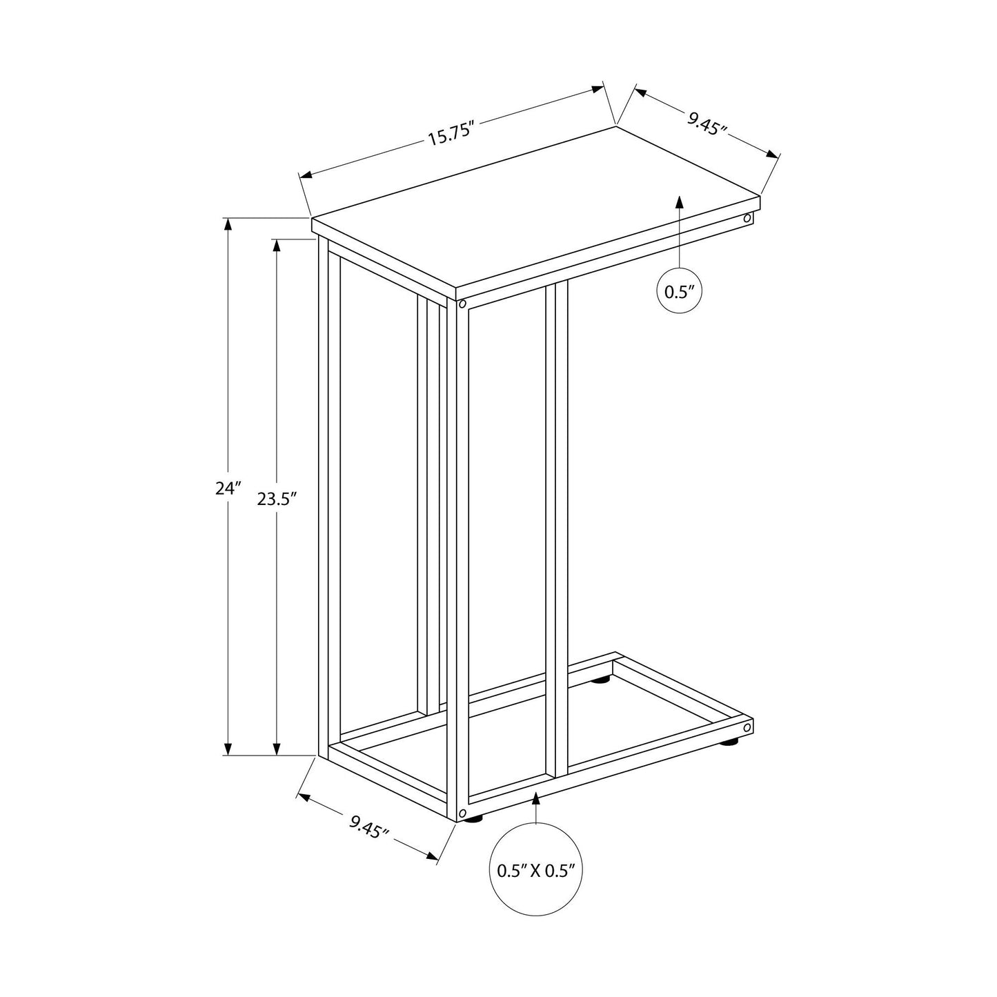 Accent Table - 25"H / White / Black Metal